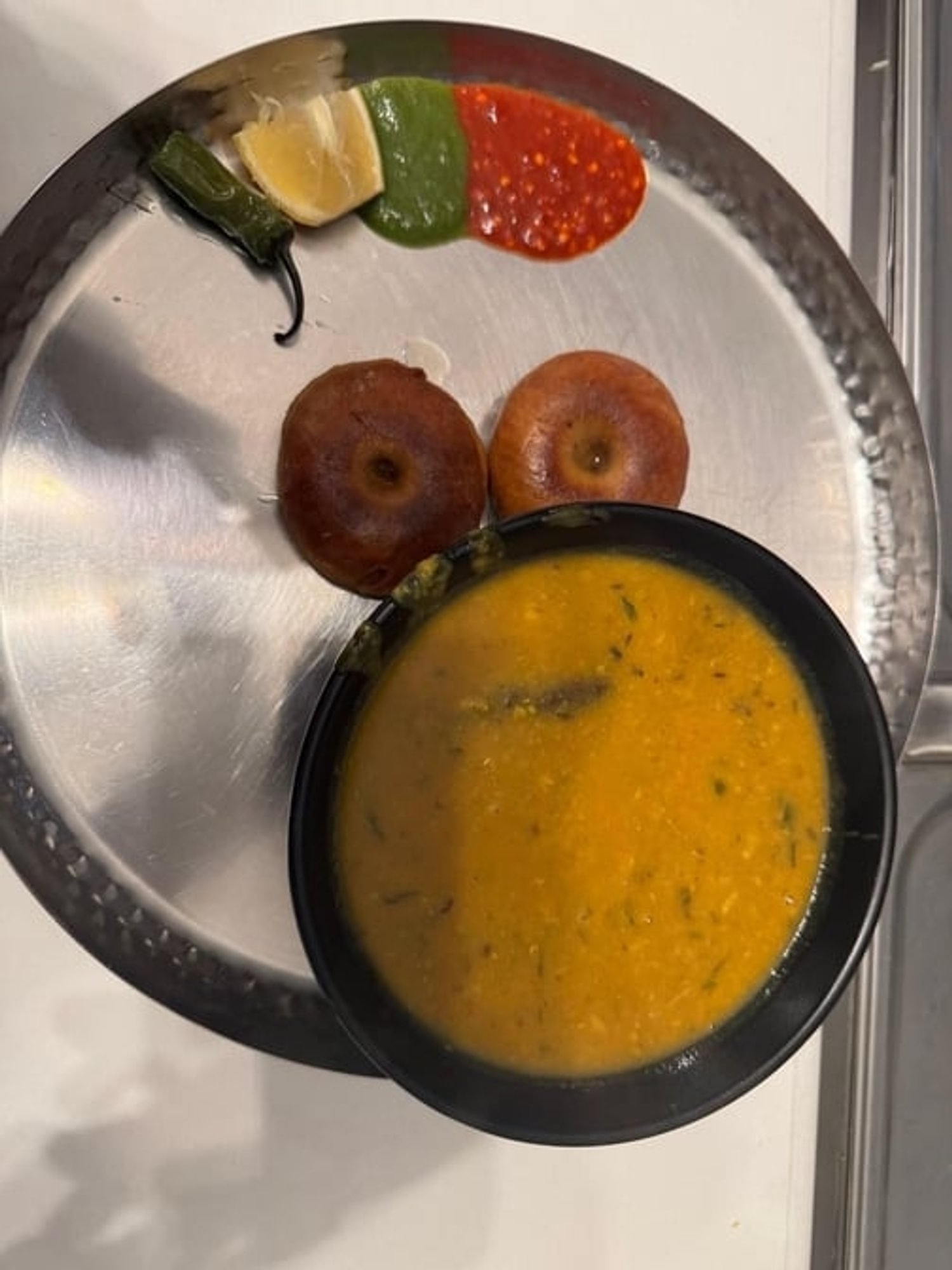 Daal Baati Combo (2 Baati, 16 Oz Daal, Ghee And Chutneys)