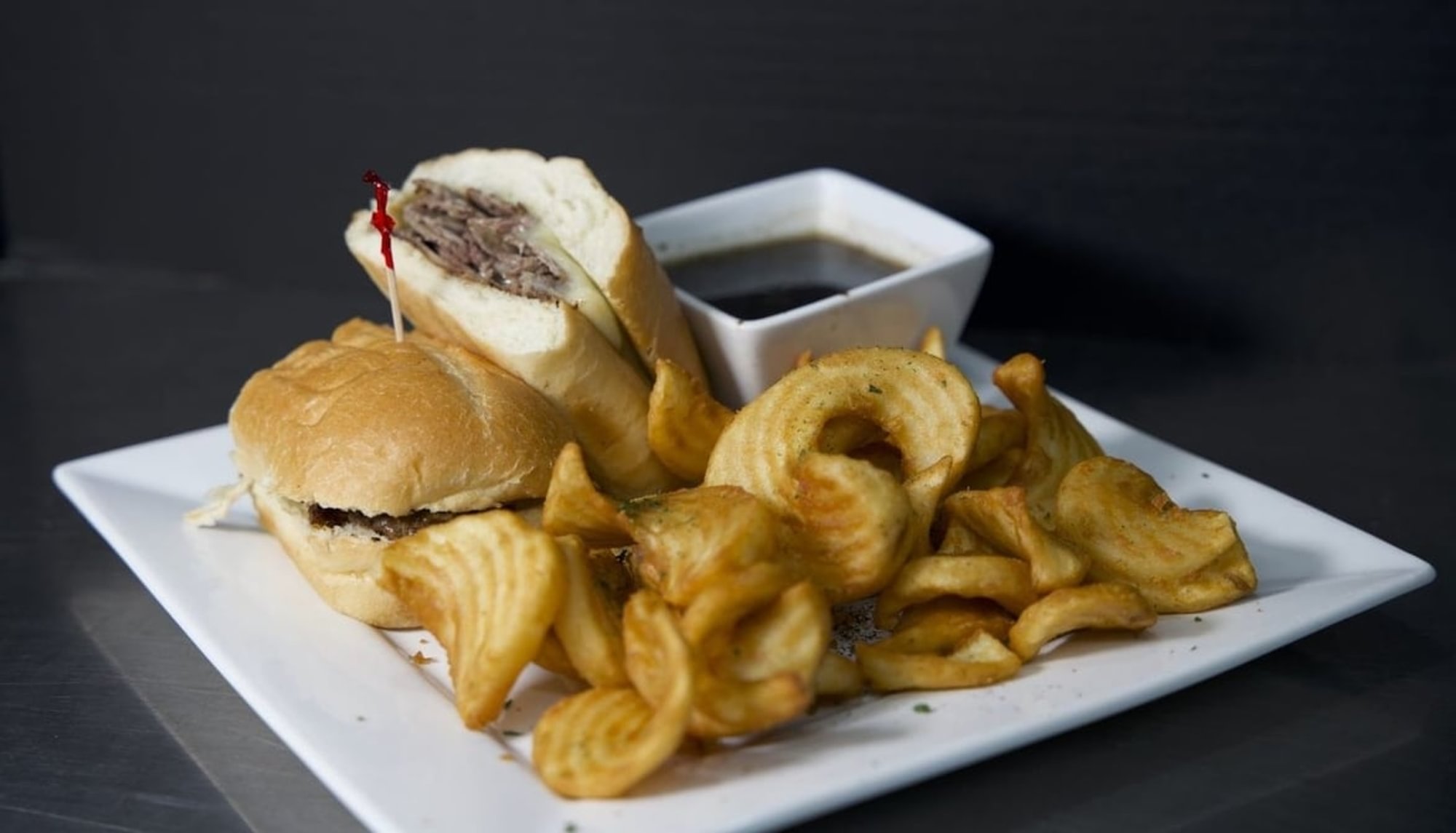 4 French Dip Sandwiches Platter