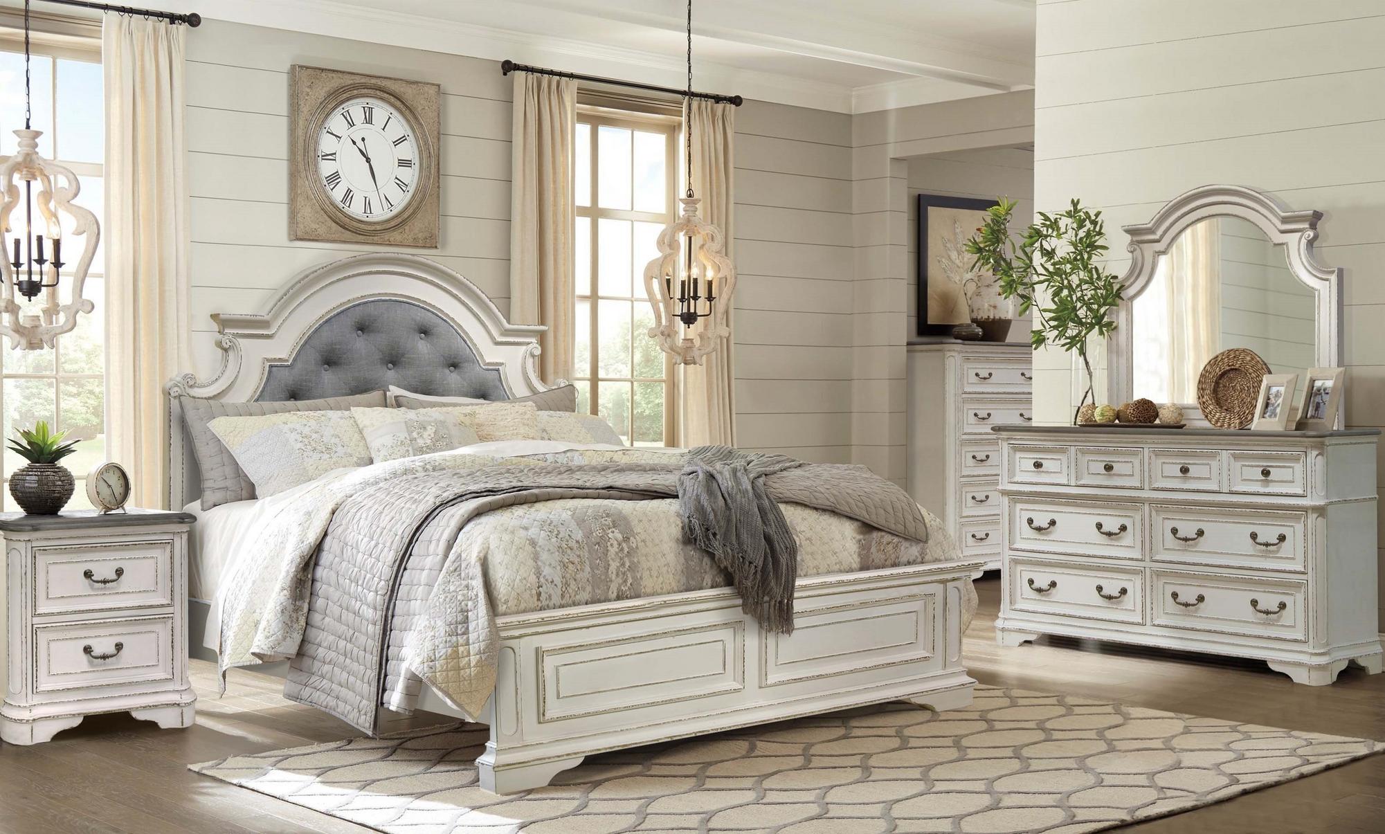 King Madison Bed, Dresser, Mirror, Nightstand, Chest