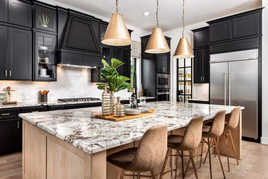 Valen kitchen is well-appointed with a large center island