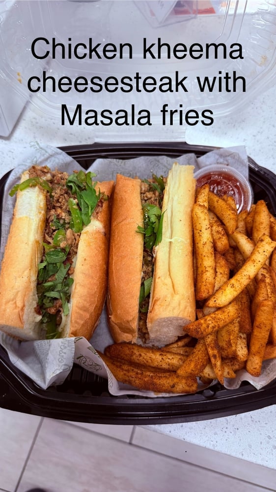 Chicken Kheema Cheesesteak with Fries