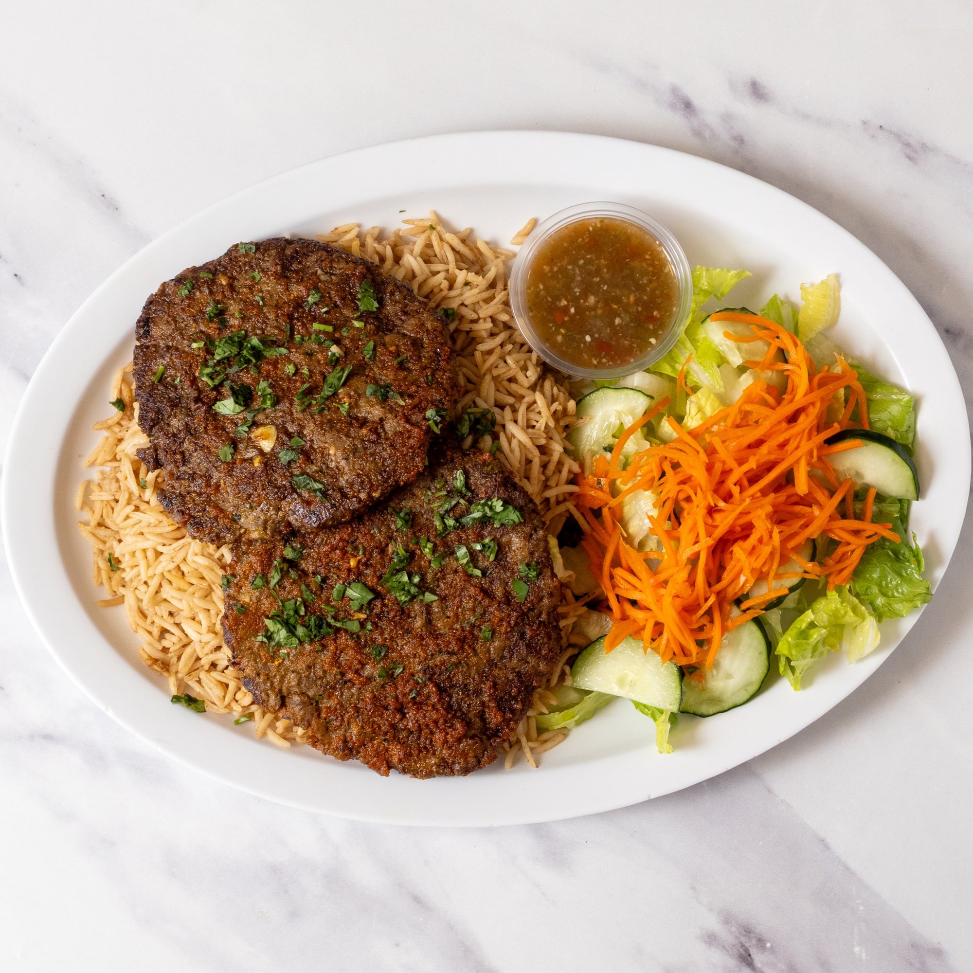 Chapli Kebab with Rice