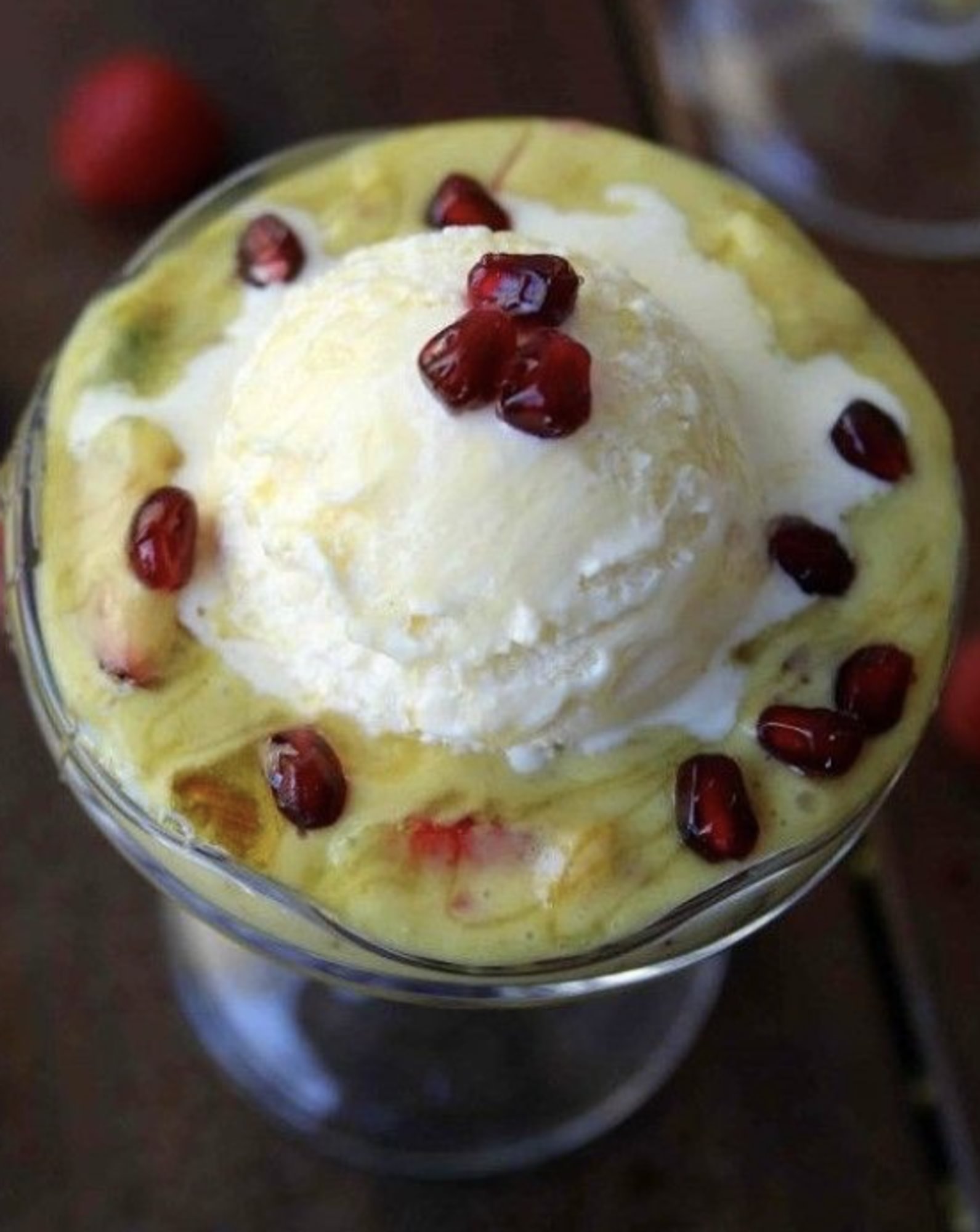 Fruit Custard with Ice Cream