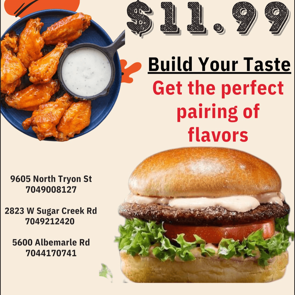 Cheese Burger & Wings (5) Combo Special