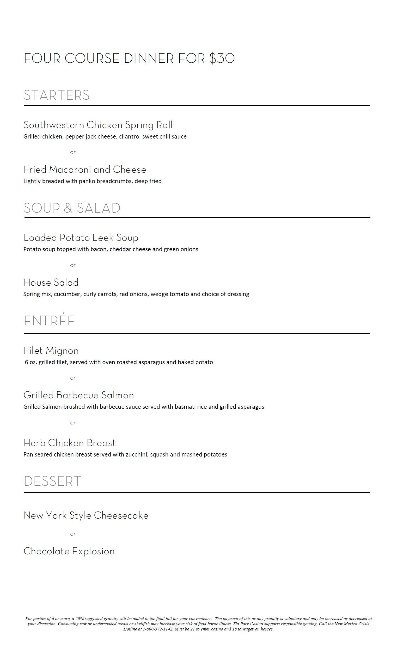 4 courses for $30