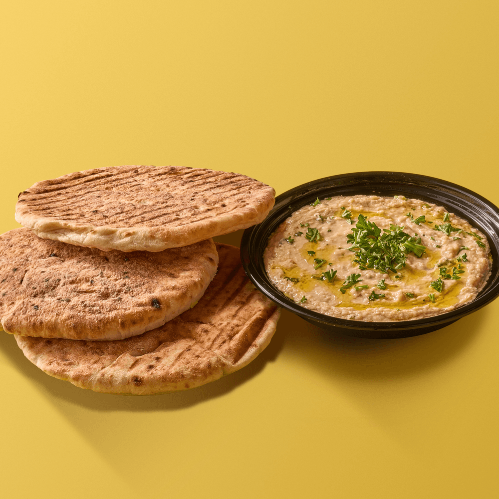 3 Toasted Pitas & Large Hummus