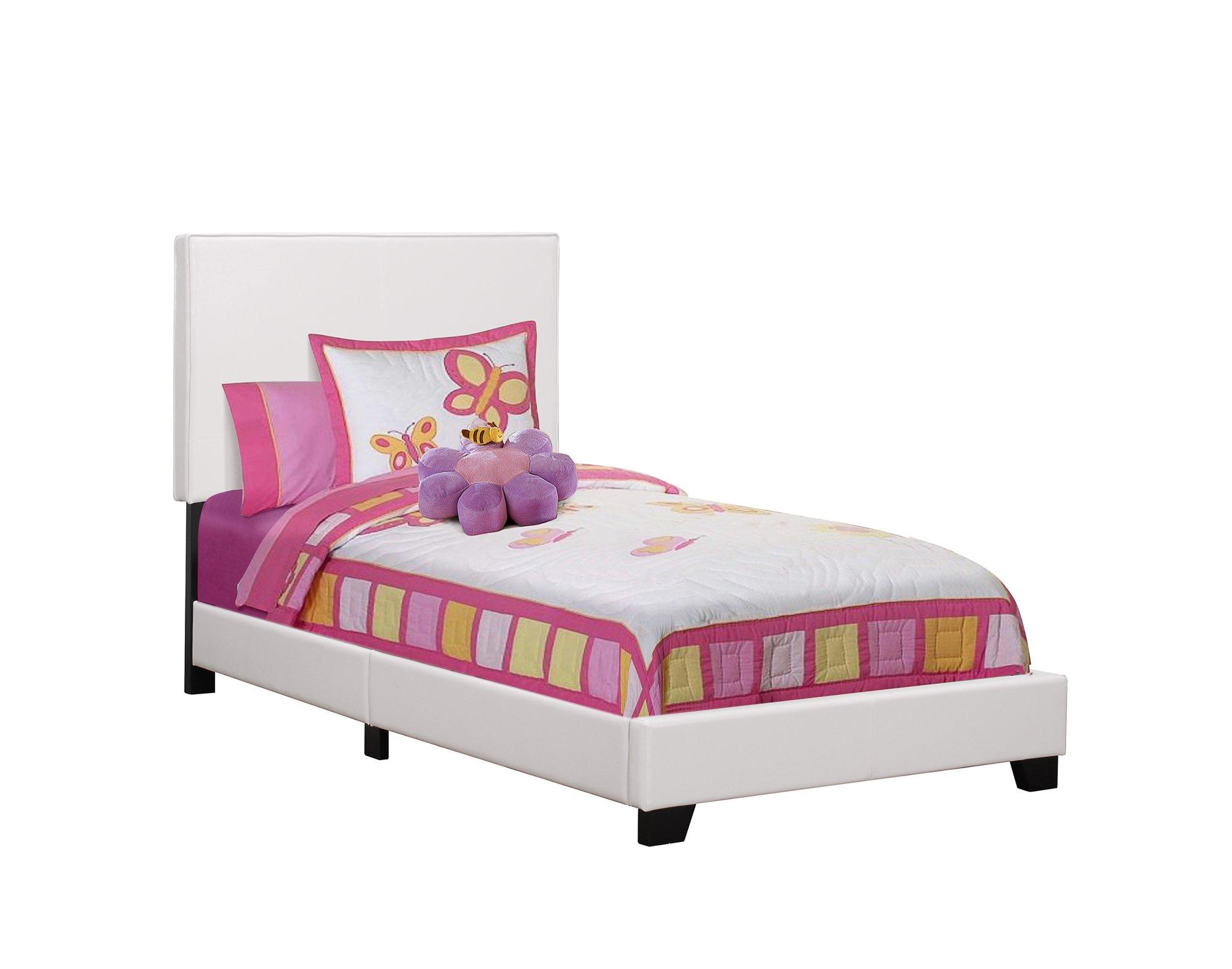 5 - Piece Twin Upholstered Bed w/ Tight Top Firm Mattress, 9" Foundation & Covers - White