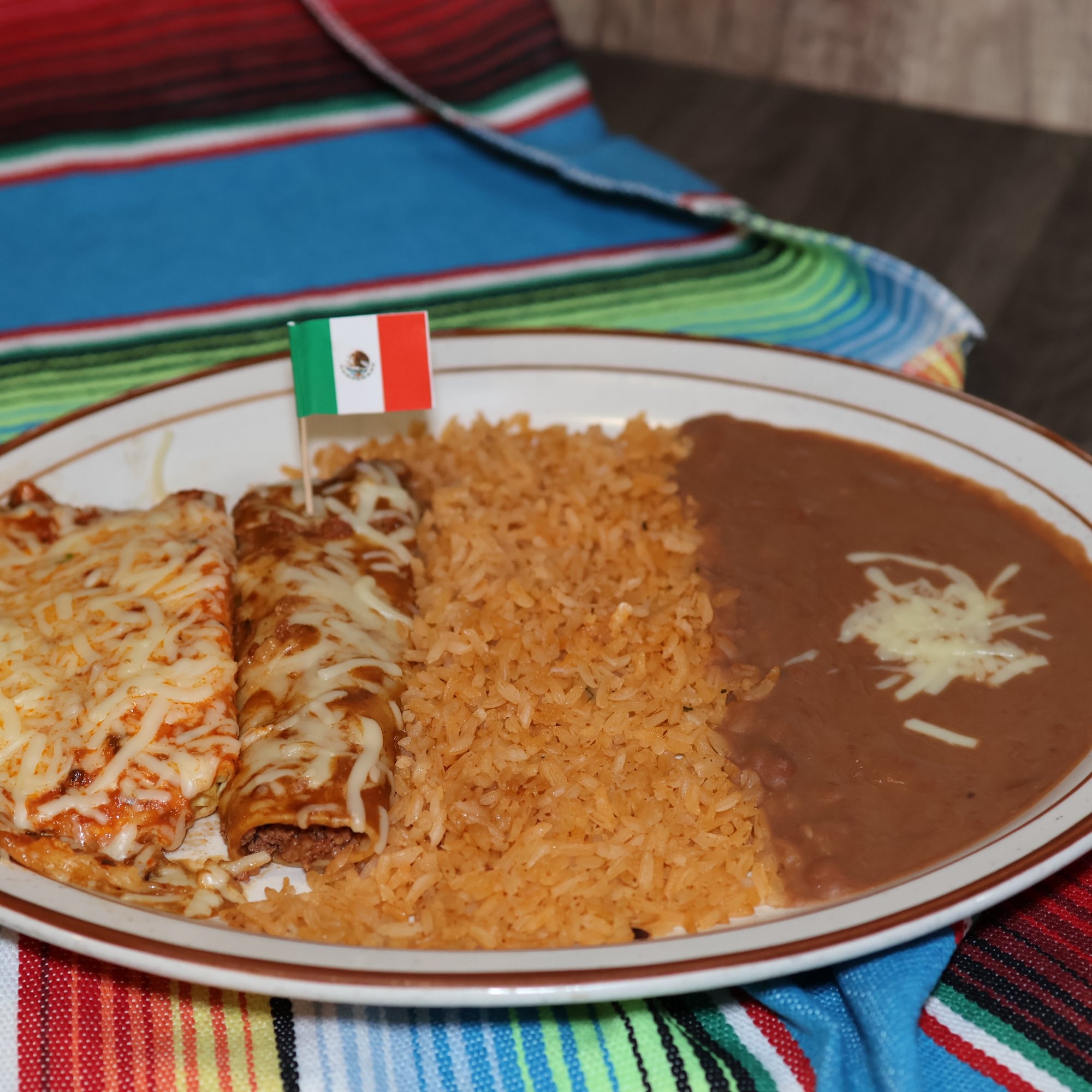 7. Enchilada, Real Chile Relleno, Rice & Beans