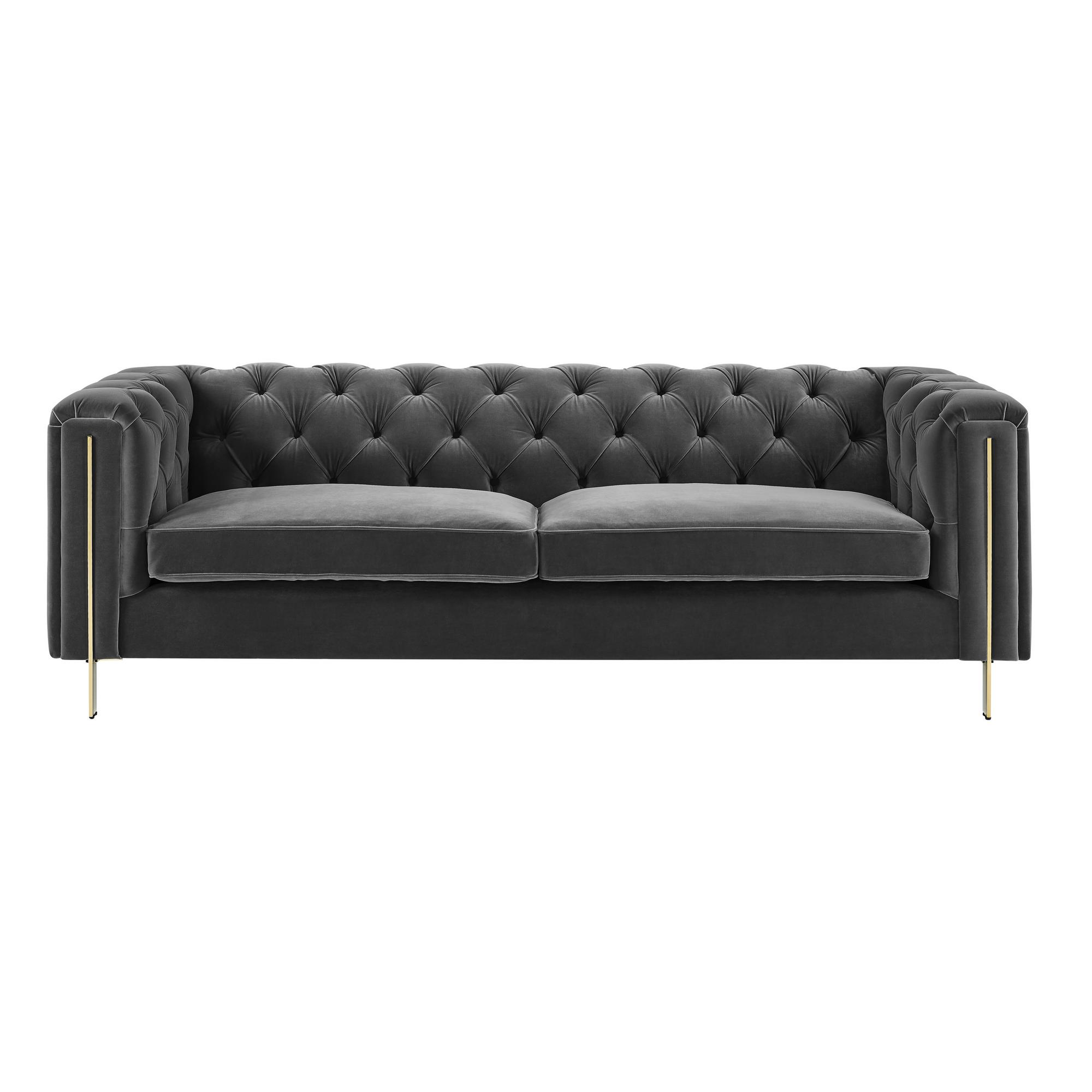 Charlene Gray Velvet Tufted Sofa