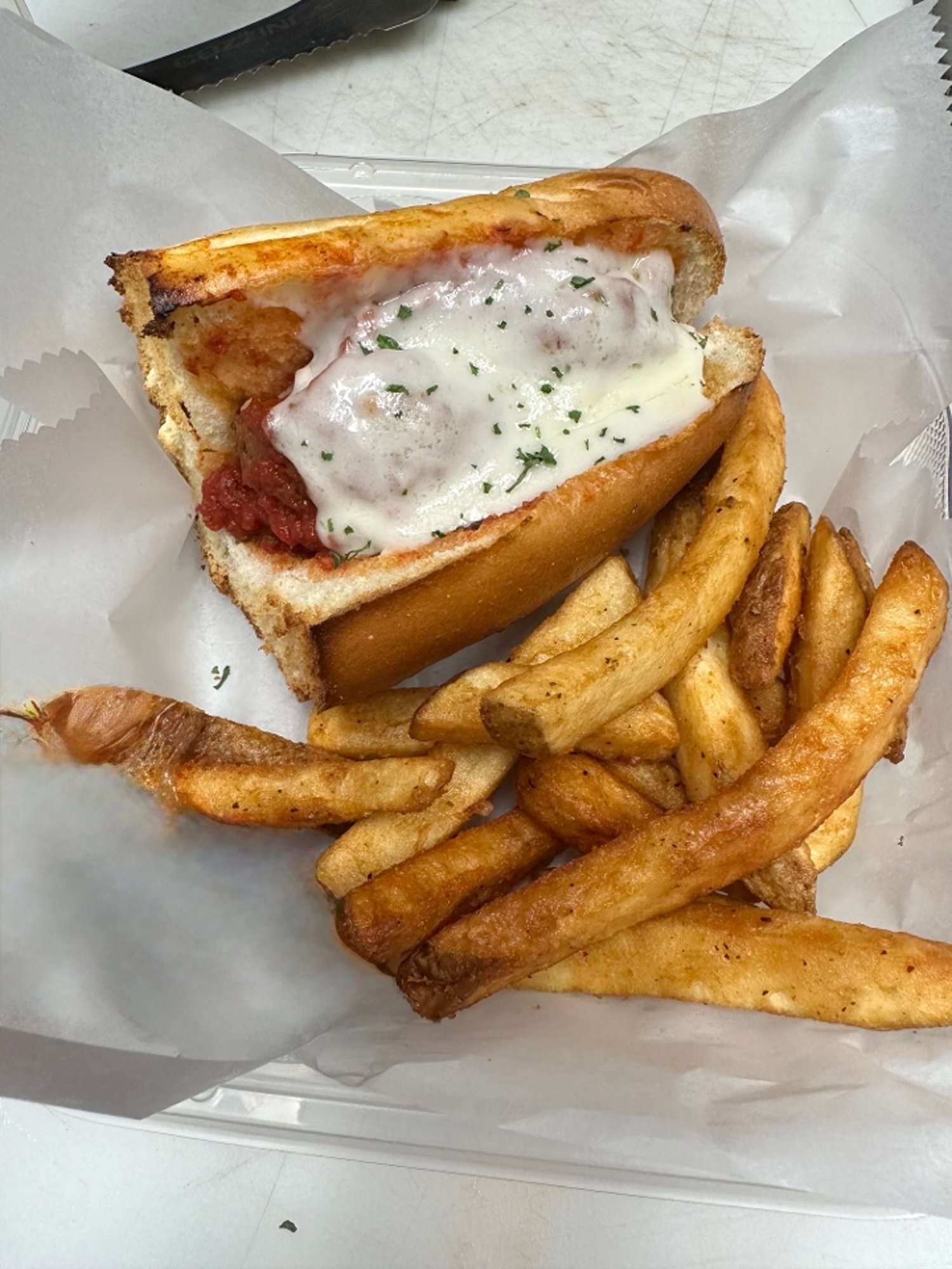 Half Meatball Parm Sub W/ Fries
