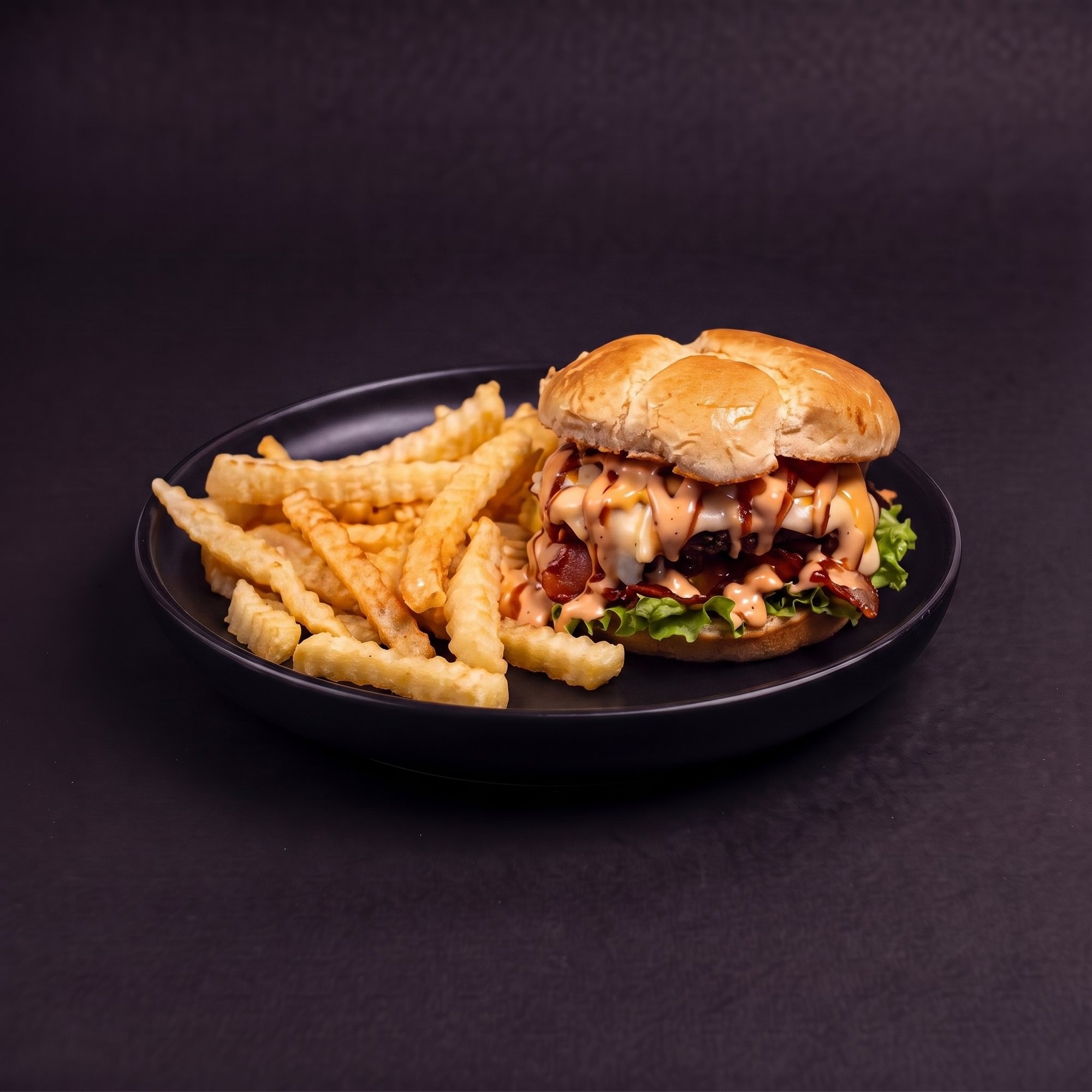 Hamburguesa Yumbo con Papa Fritas / Hamburger with French Fries