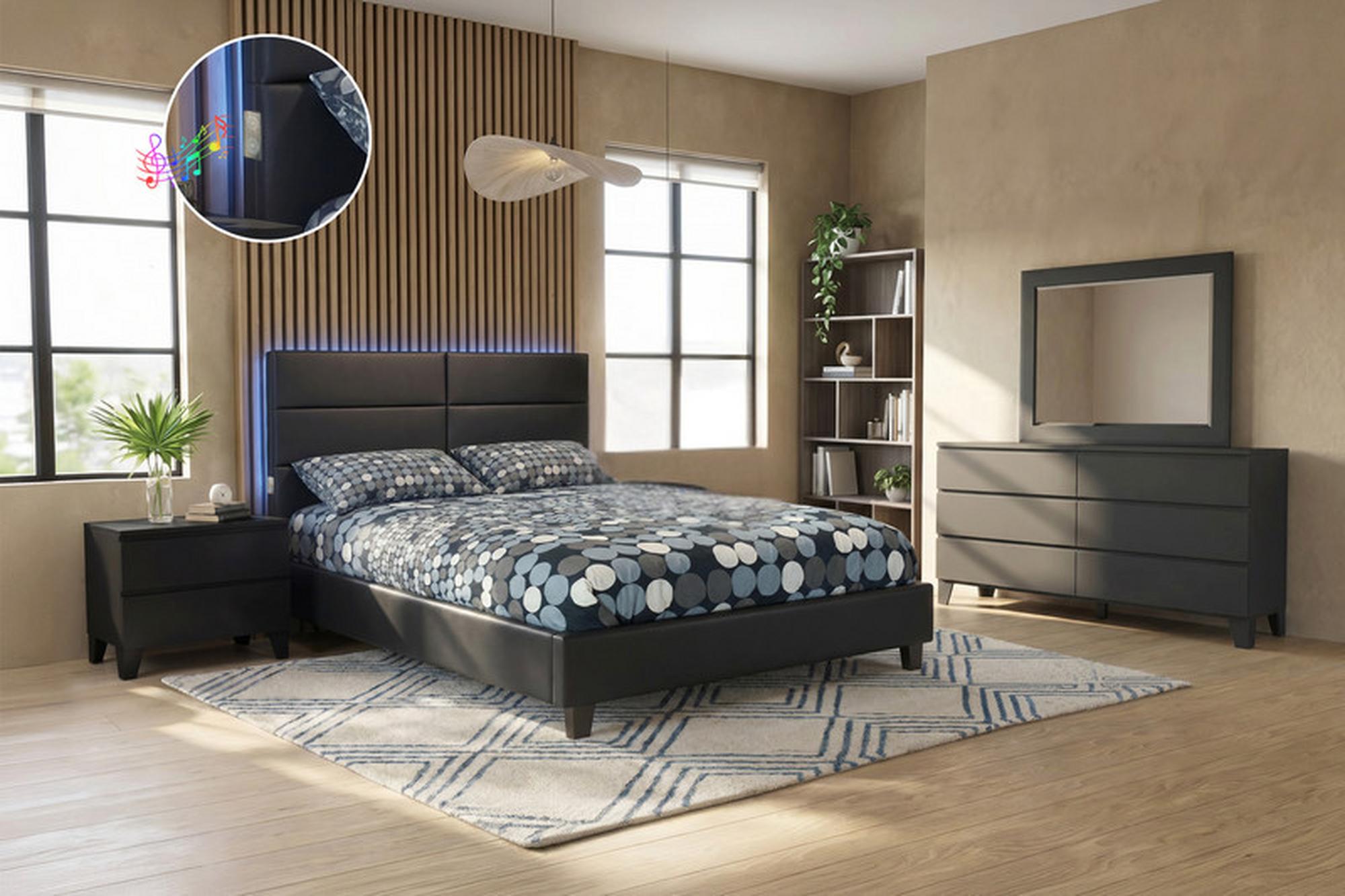 Queen Metrica II Bed w/Dresser, Mirror, Nightstand