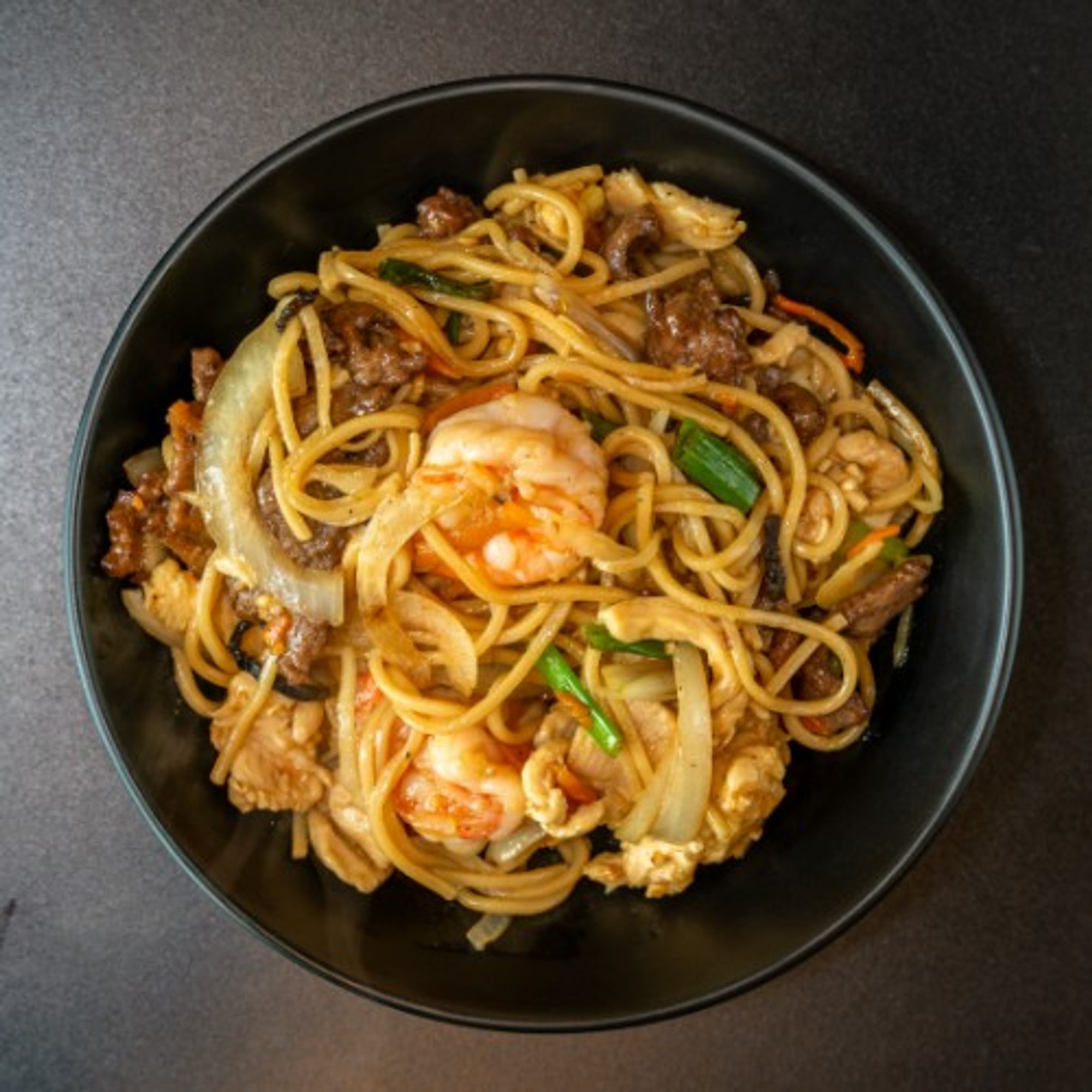 Yen Ching Lo Mein (Chicken, Beef, and Shrimp)