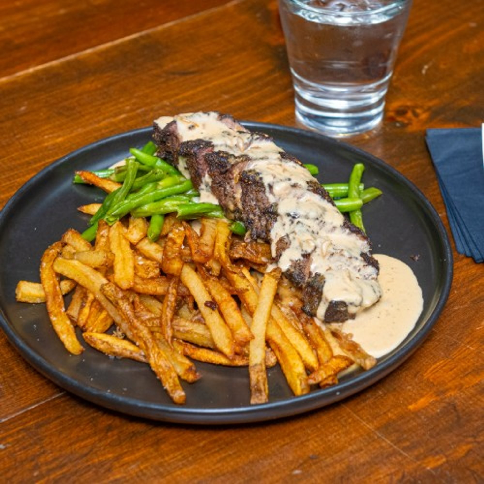 Tri Peppercorn Crusted Flat Iron Steak