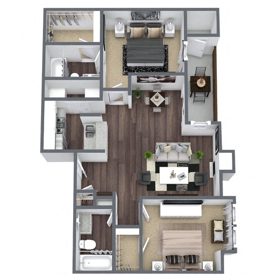 B1: 2 Bed 2 Bath