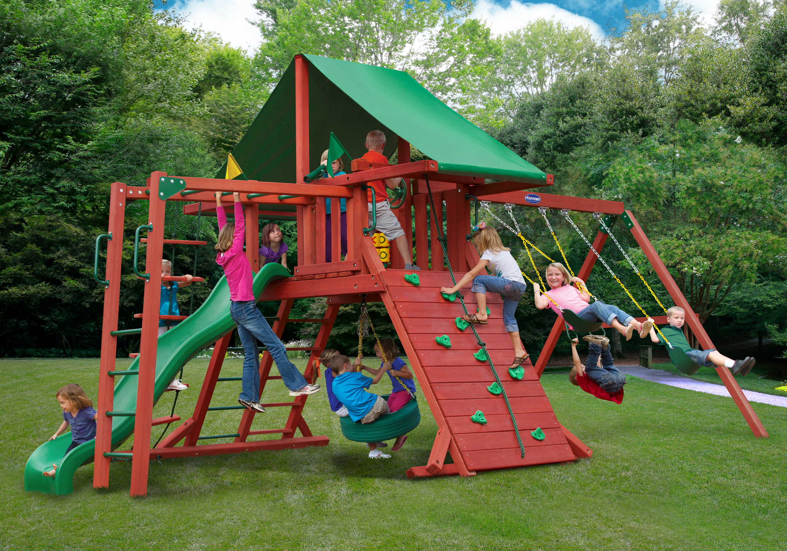 Russet Ridge w/ Classic Green Vinyl Canopy w/ Monkey Bars