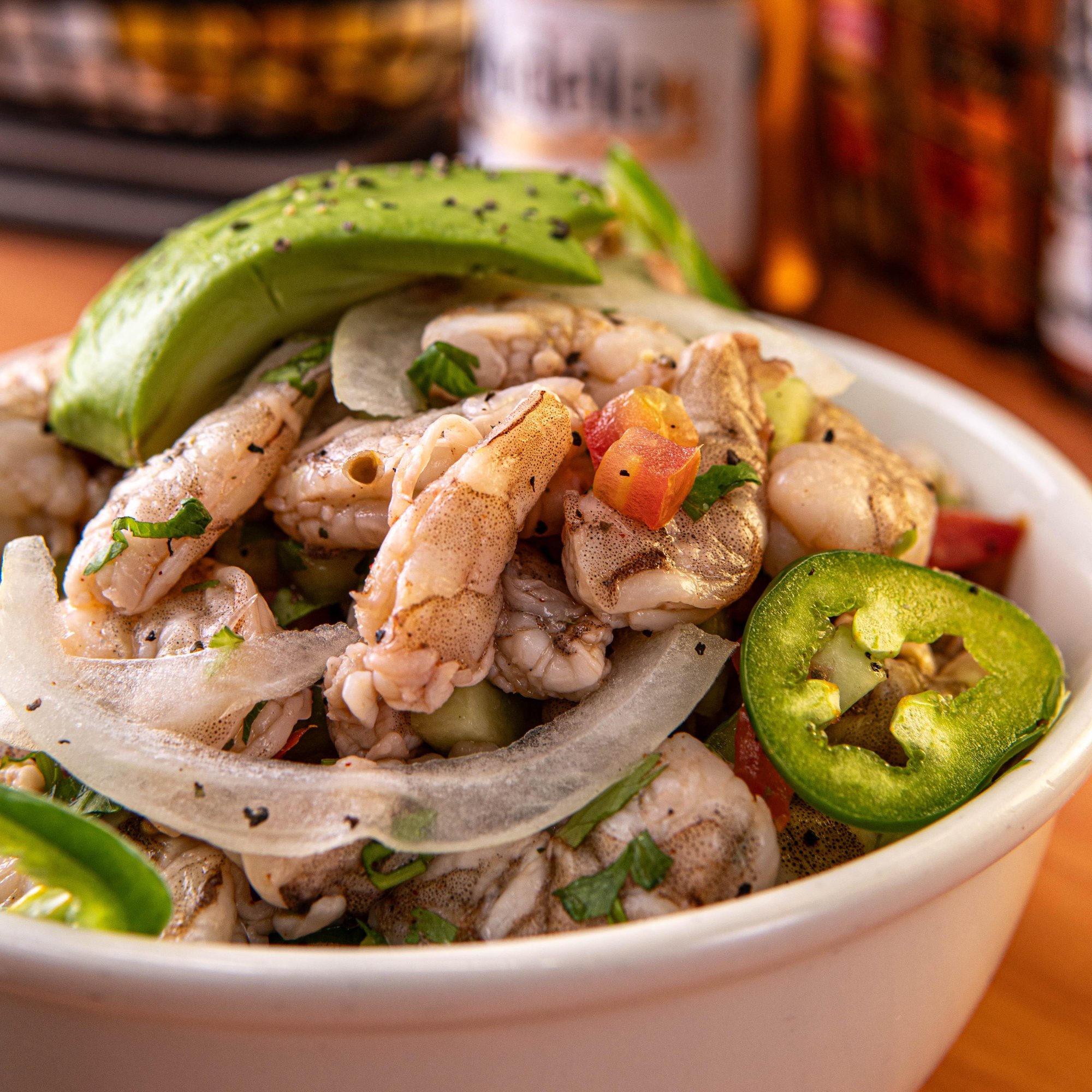 Tostada Ceviche de Camaron