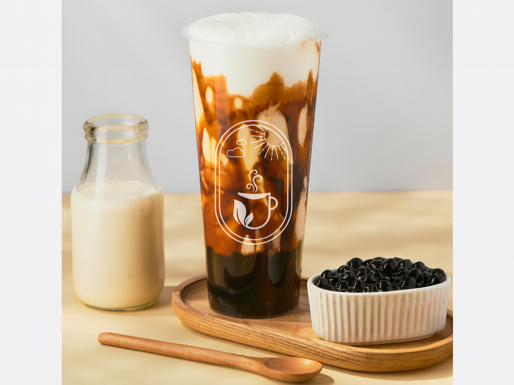 Brown Sugar Fresh Milk w/t Boba, Foam