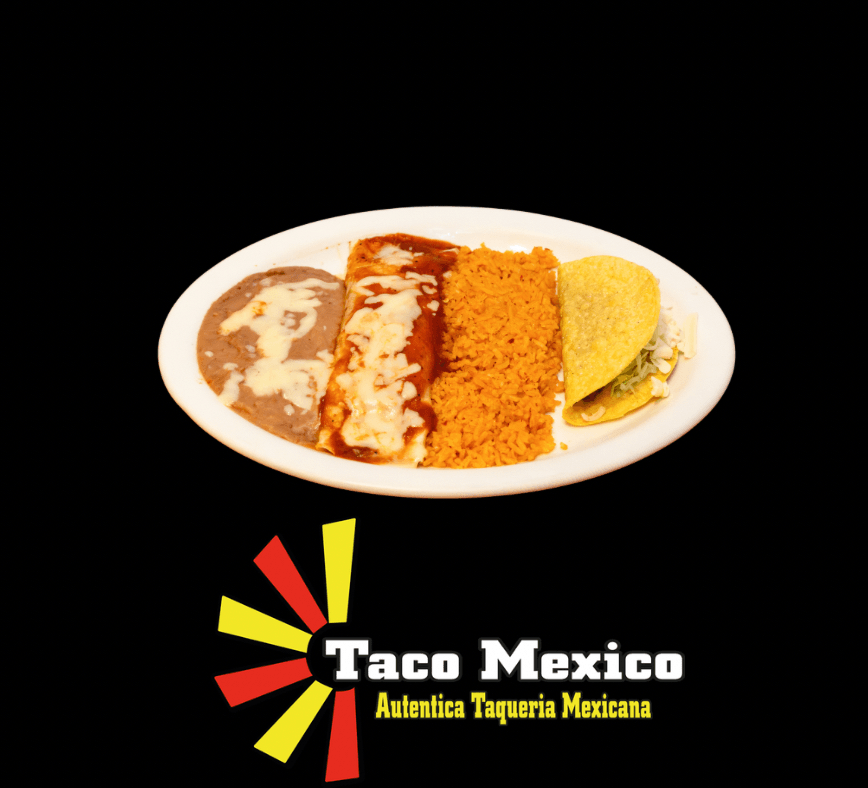 Sp #6 Enchilada, Rice, Beans & Taco