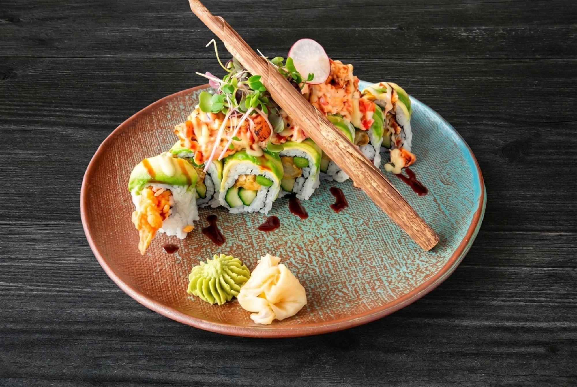 Seafood volcano roll
