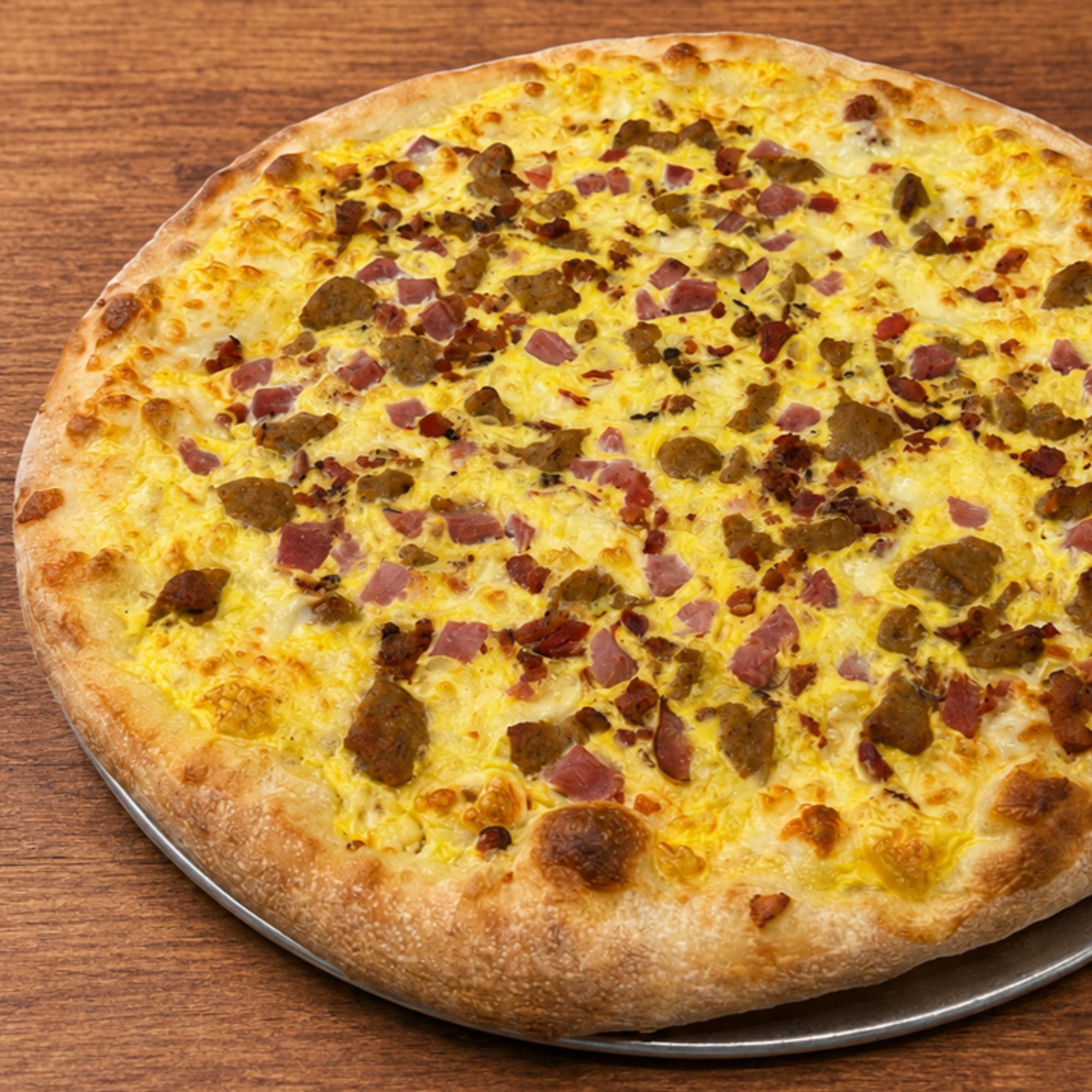 3 Meat Breakfast Pizza