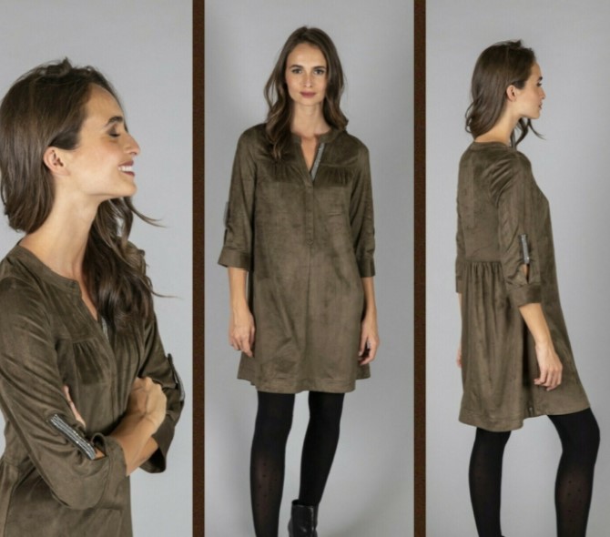 Khaki suede dress