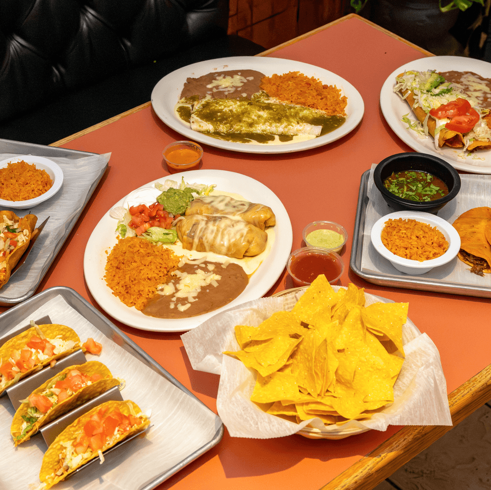 Two Enchiladas, Rice & Taco