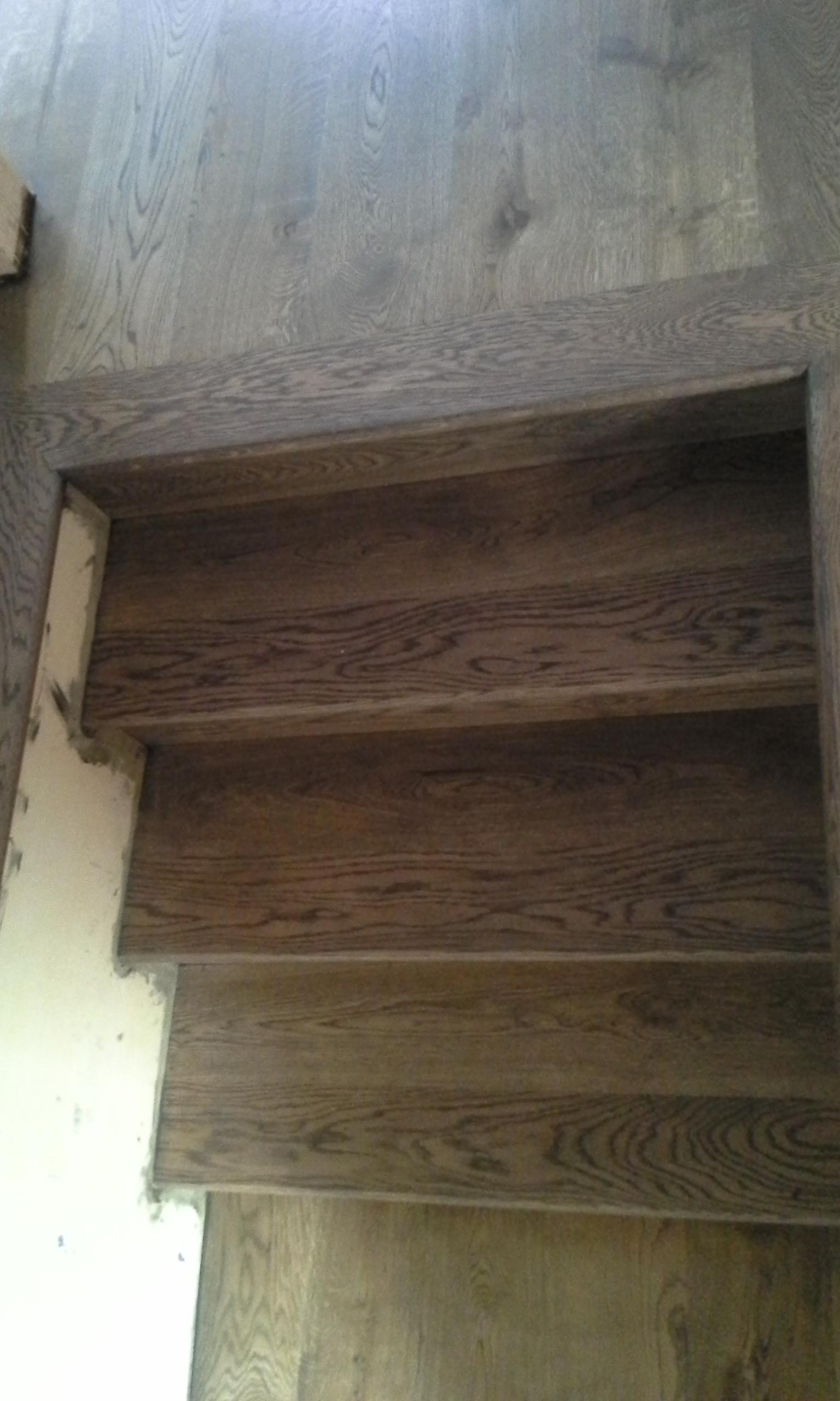 Installed select White-Oak staircase, treads, and risers finished w/ black monocoat. Location: Colon Ave, S.F.