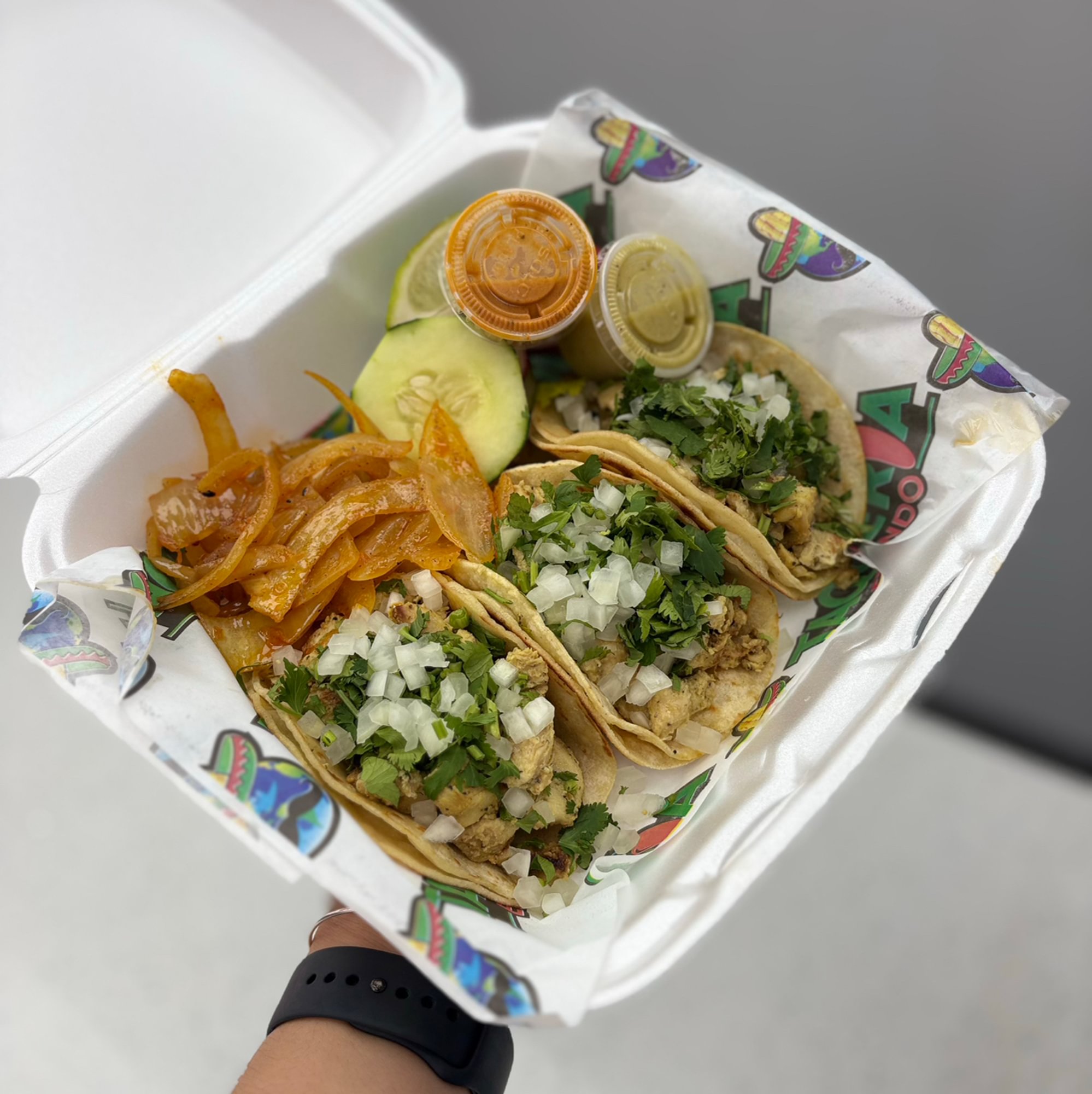 3 Chicken Tacos with Can Drink