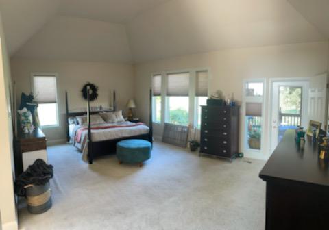 Walk-out access, beautiful windows, that vaulted ceiling-this Mooresville bedroom has so much going for it! Our Cellular Shades are the icing on the cake!  BudgetBlindsPlainfieldIN  MooresvilleIN  CellularShades  FreeConsultation  WindowWednesday