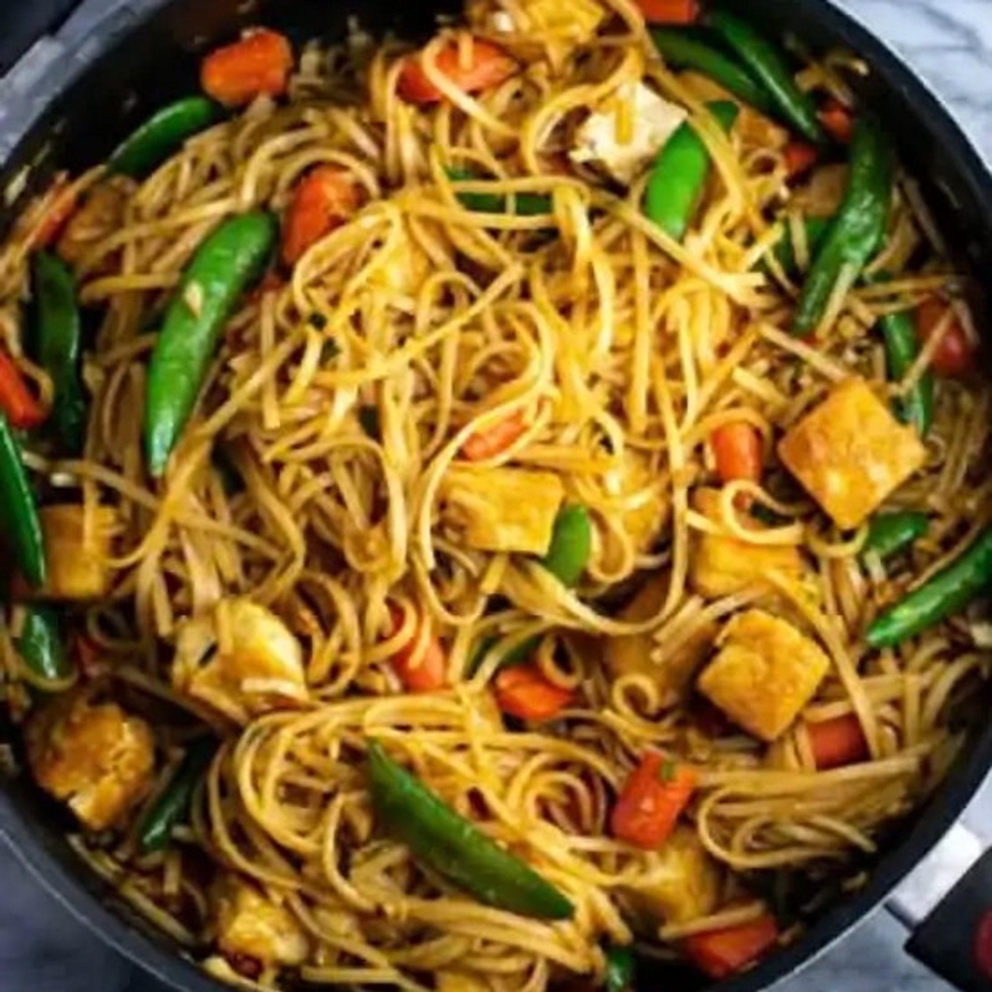 133. Stir-Fried Egg Noodles with Mixed Vegetables & Tofu