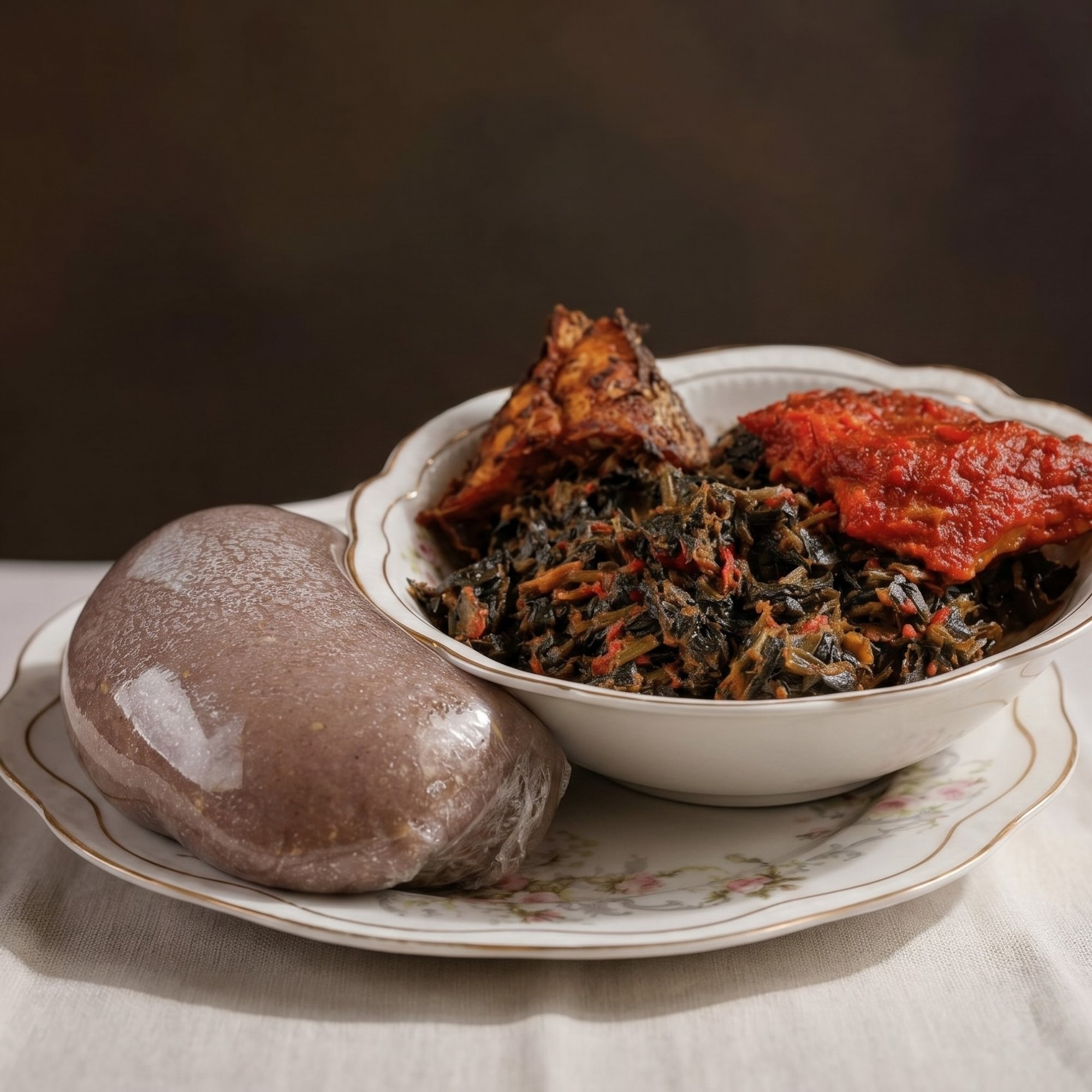 Amala with Vegetable (Efo Riro)