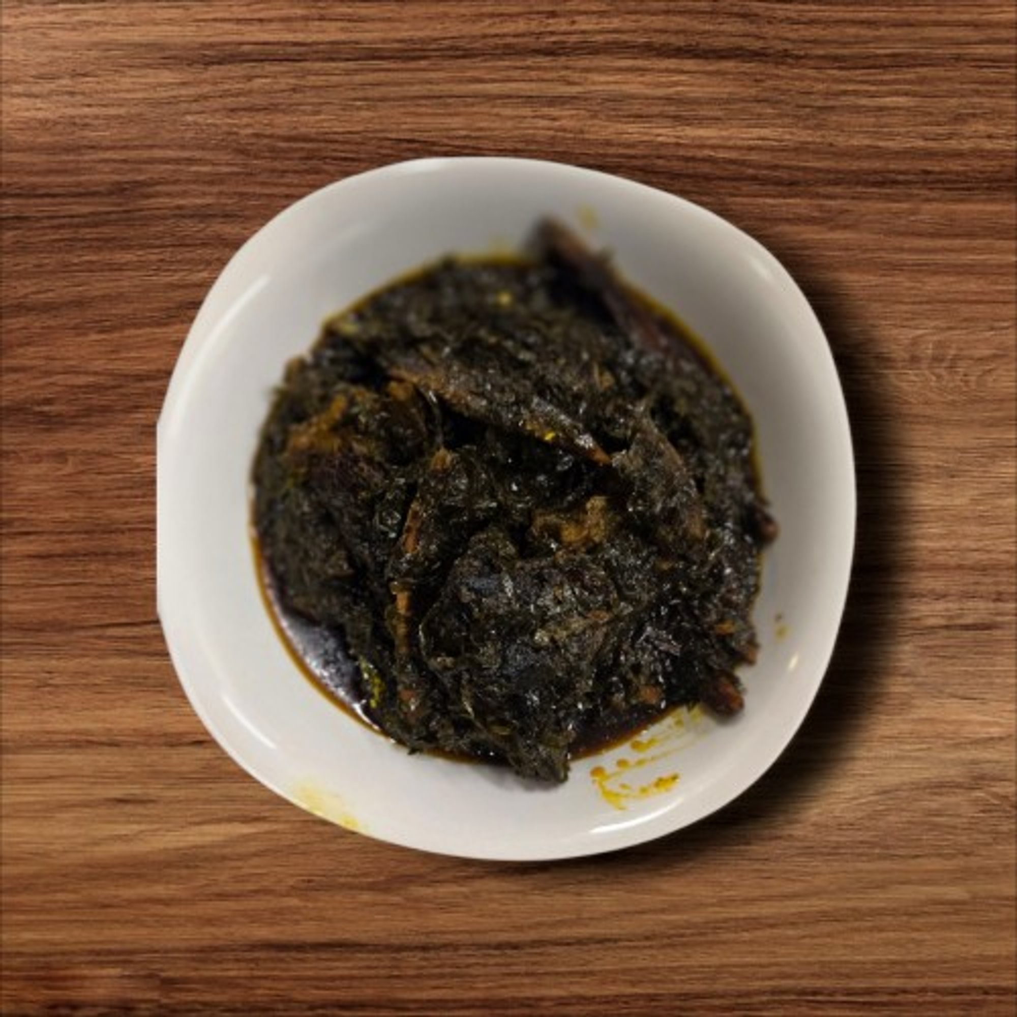 Eru Soup with Yam Fufu or Garri