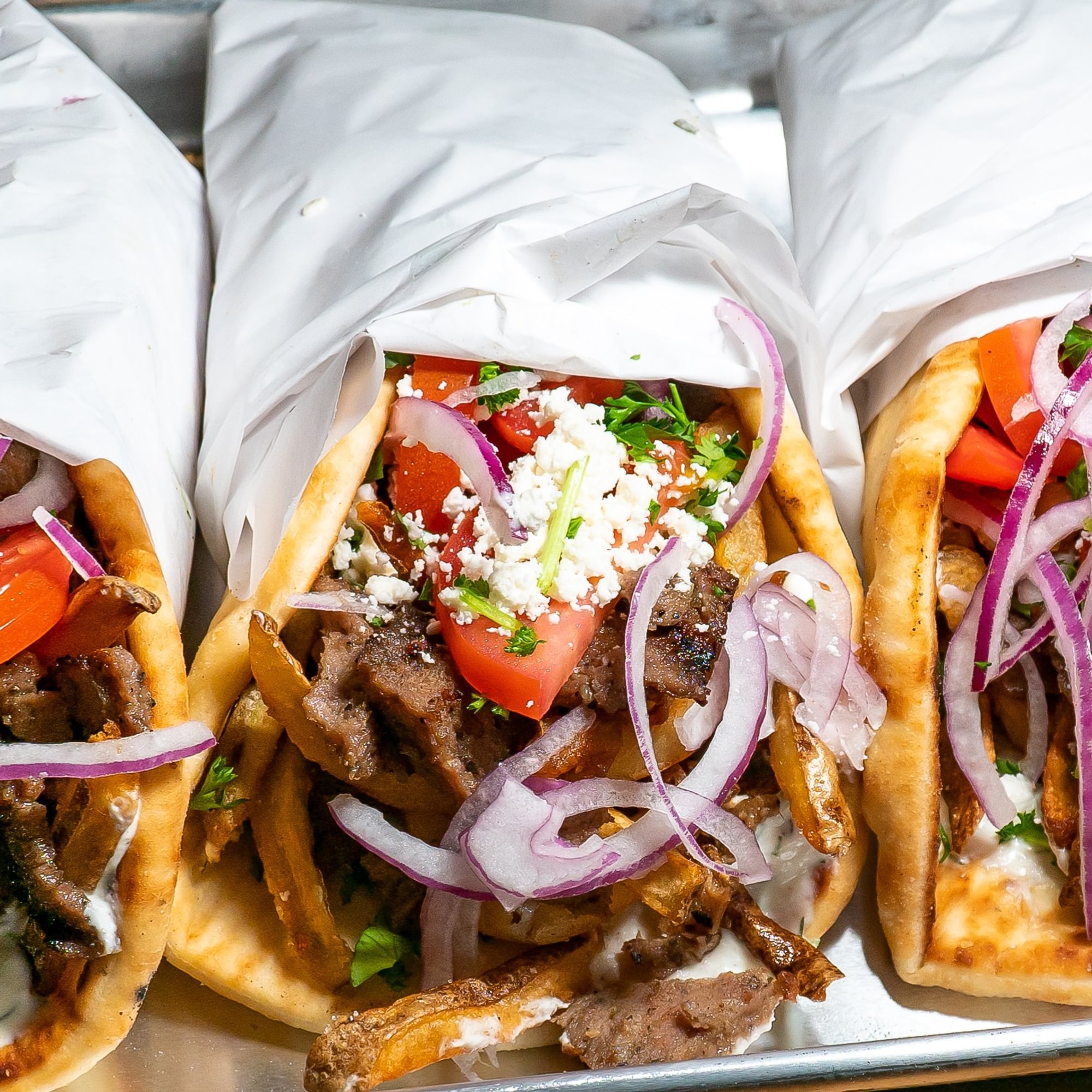 Gyro, French Fries and Can Soda