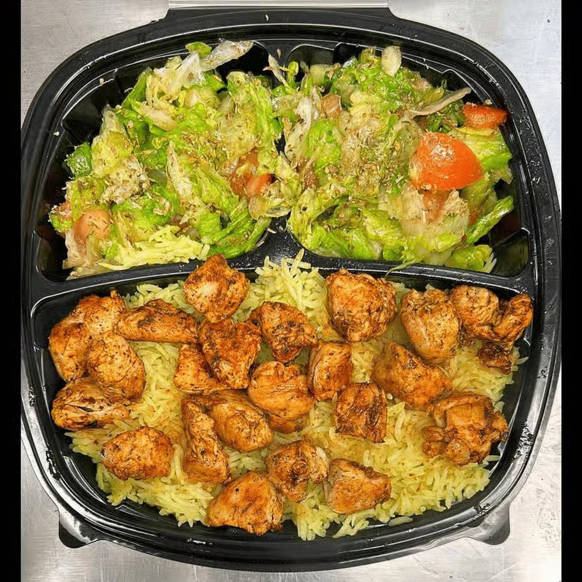 Garlic & Lemon Chicken on Rice & Salad+Soda