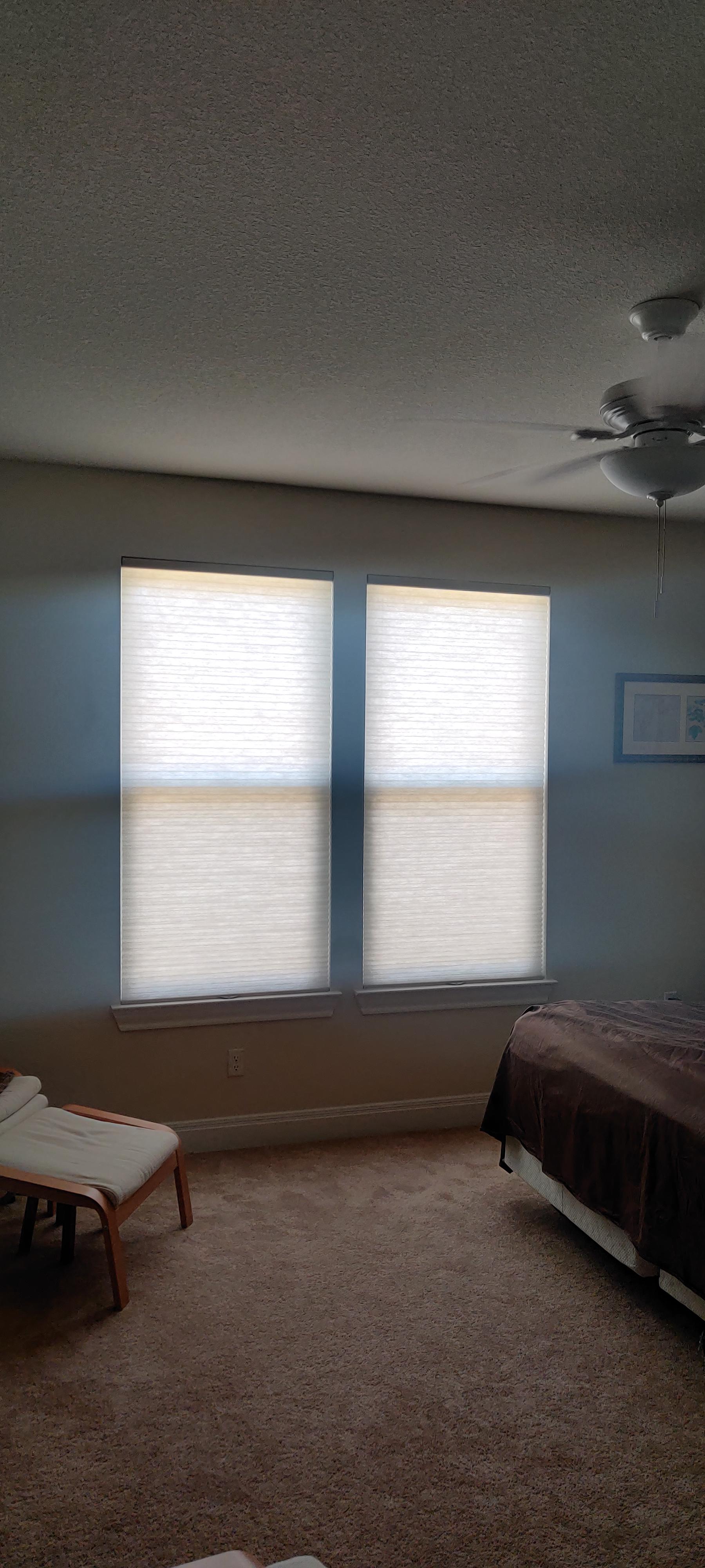 Light filtering cellular shade in bedroom in Georgetown