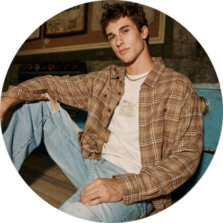 man wearing flannel shirt