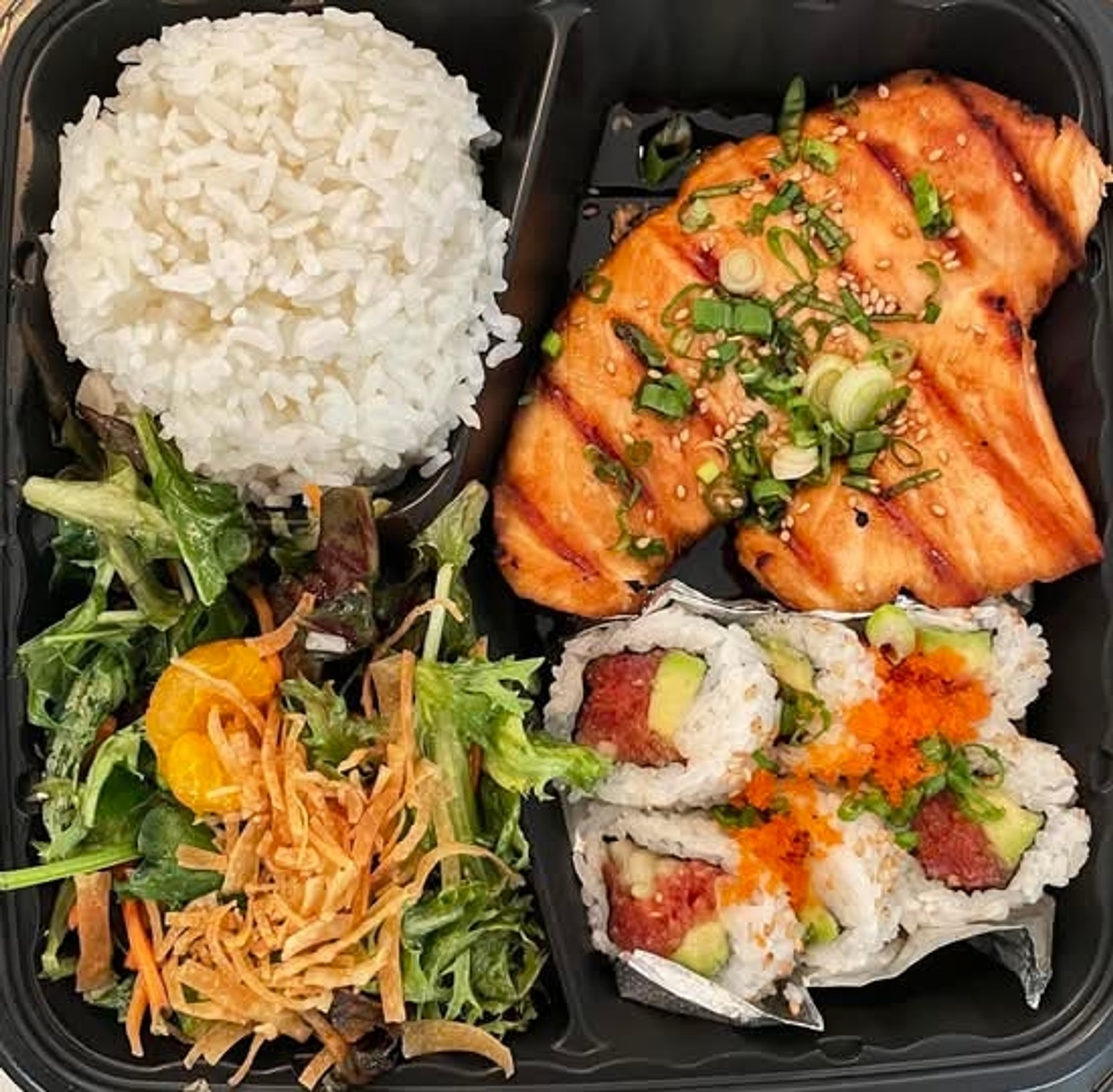 Teriyaki Salmon Combo with Sushi