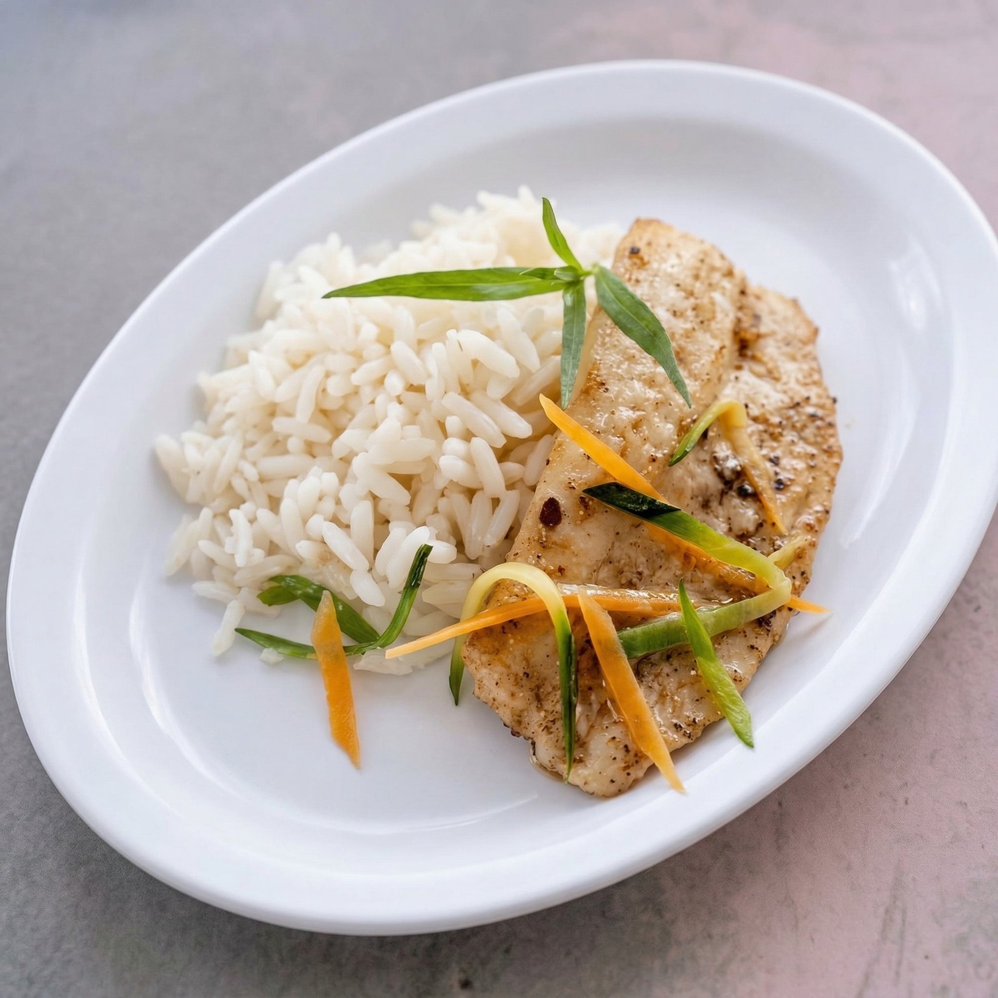 Filet of Fish Frances Over Rice
