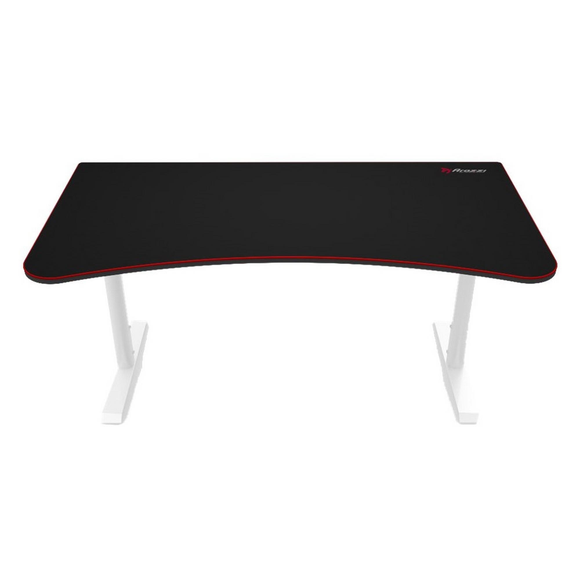 Arozzi - Arena Ultrawide Curved Gaming Desk - White with Black/Red Accents