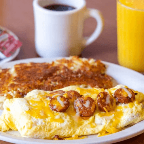 Sausage & cheese omelette