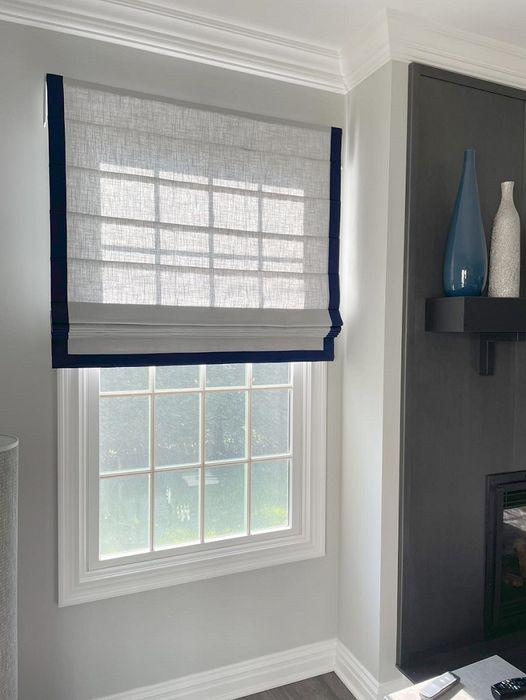 Banding on roman shades is one of my all time favorites...simple and chic and never goes out of style. Call us today at 201-387-0050 to schedule your consultation!