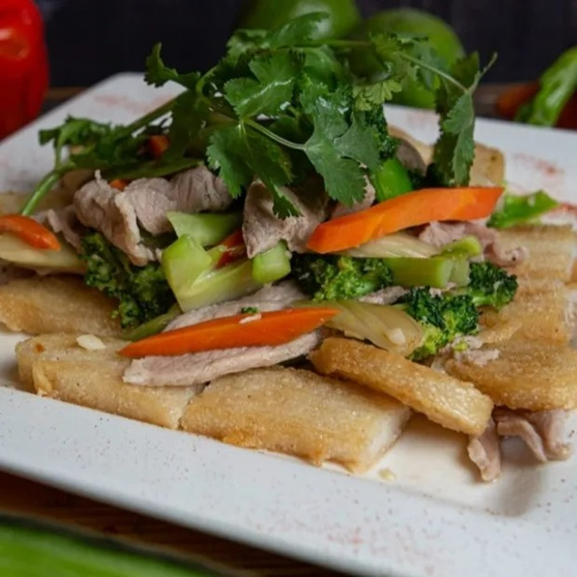 Beef or Pork with Veg Pan-Fried Noodle (Pho Ap Chao Bo Hoac Heo)