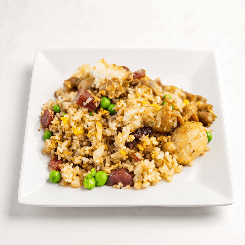 99. Yang Chow Fried Rice (Chicken, Pork, Shrimp, Chinese Sausage)