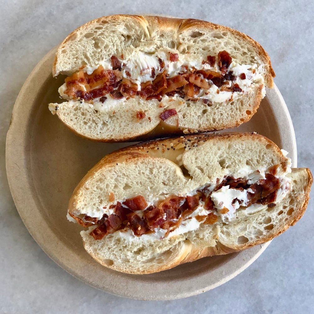 BAGLE W/ CREAM CHEESE & TURKEY BACON