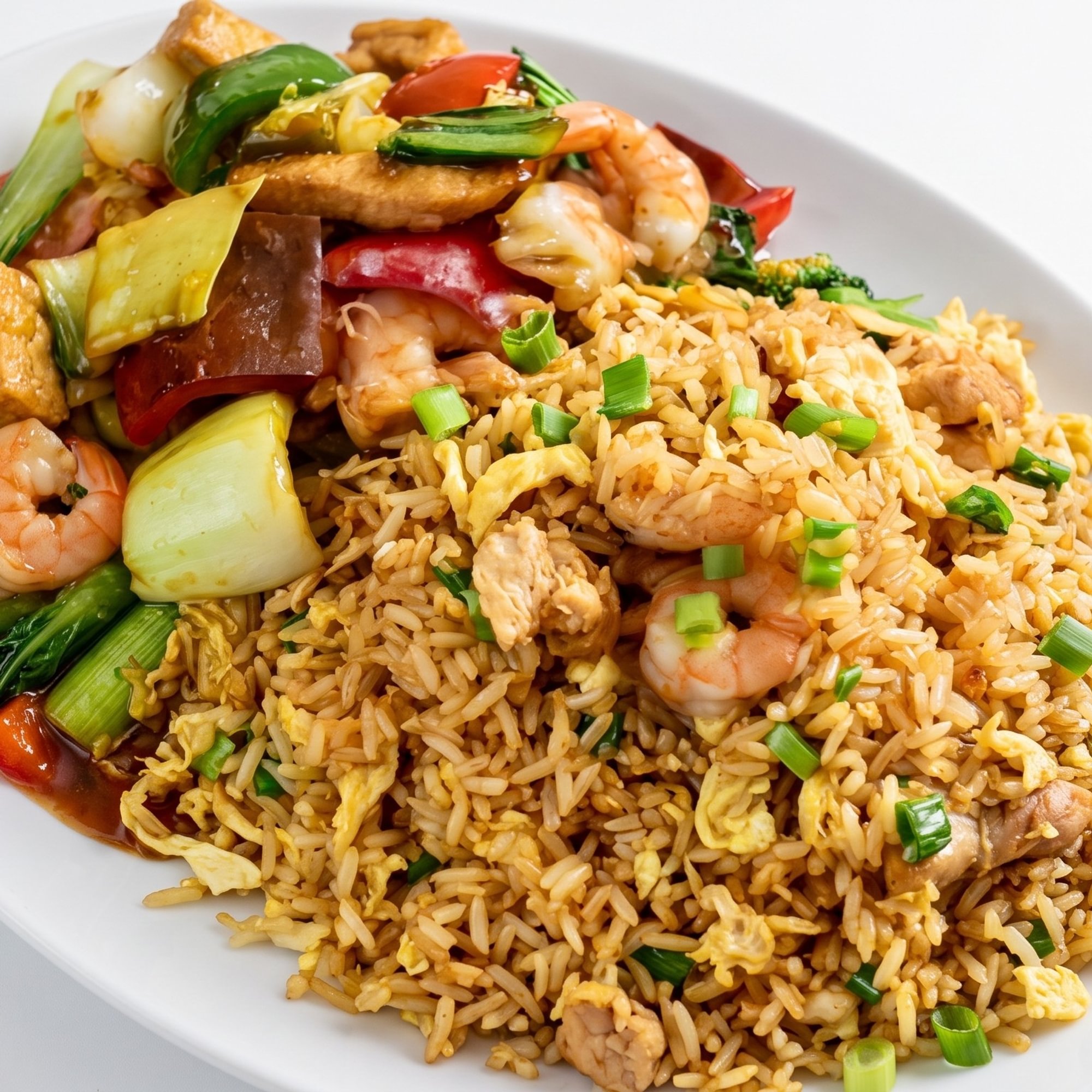 Combinado Chifa de Camarón [Shrimp, Fried Rice & Noodle Combo]