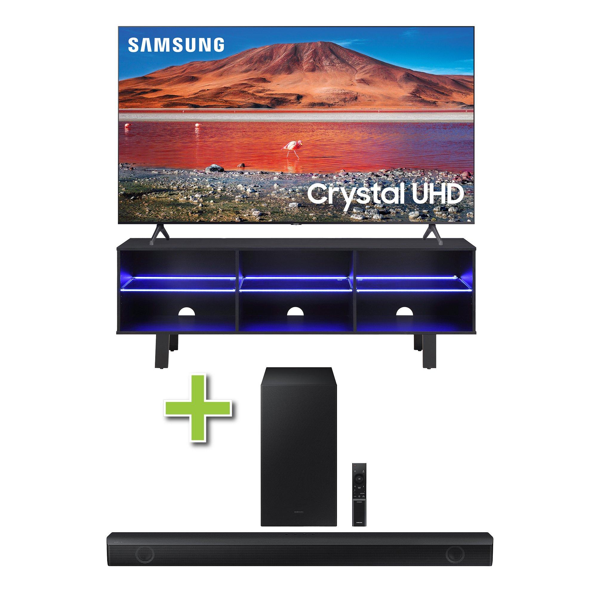 65" Samsung TV w/ Soundbar & TV Stand