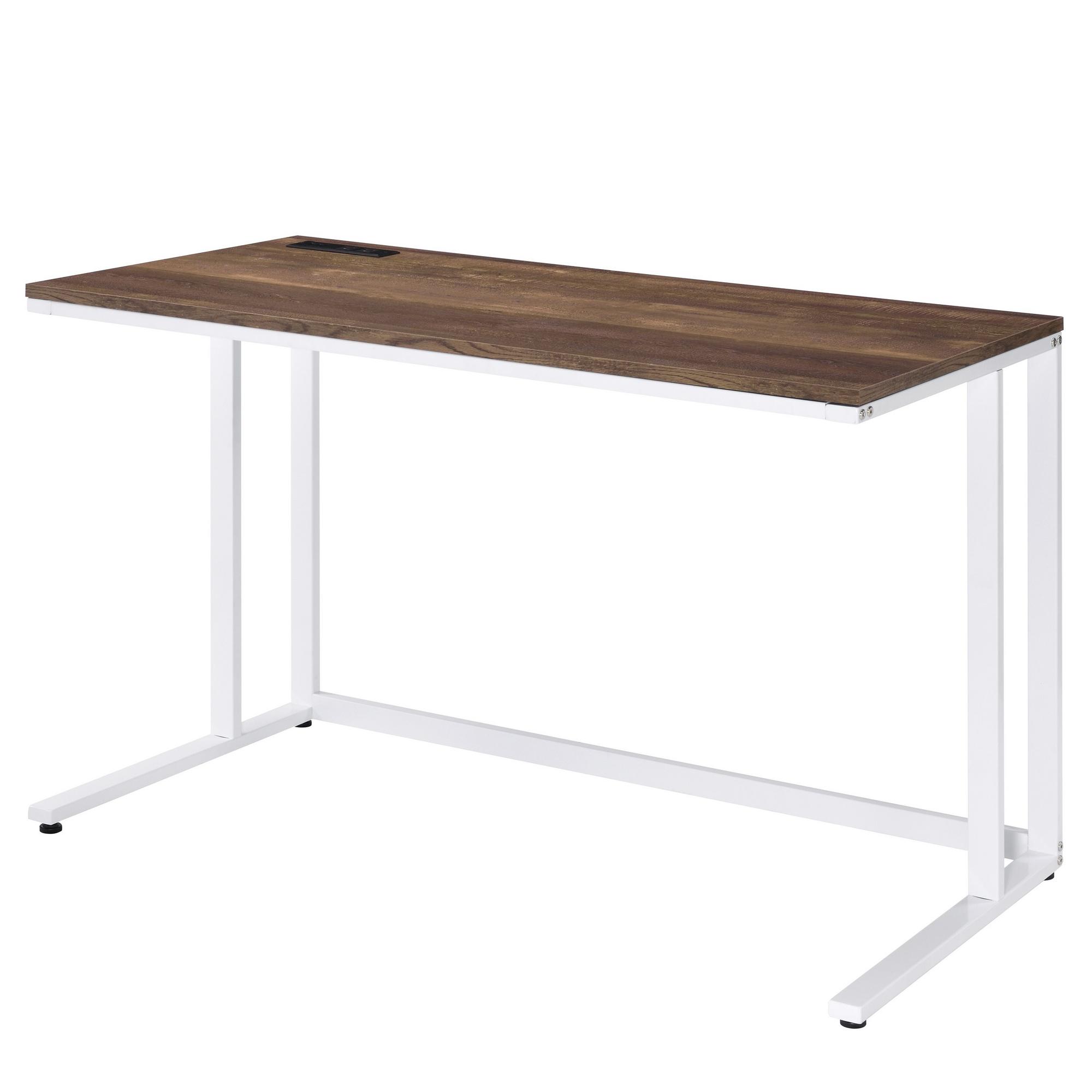 Tyrese Writing Desk with USB - Walnut White
