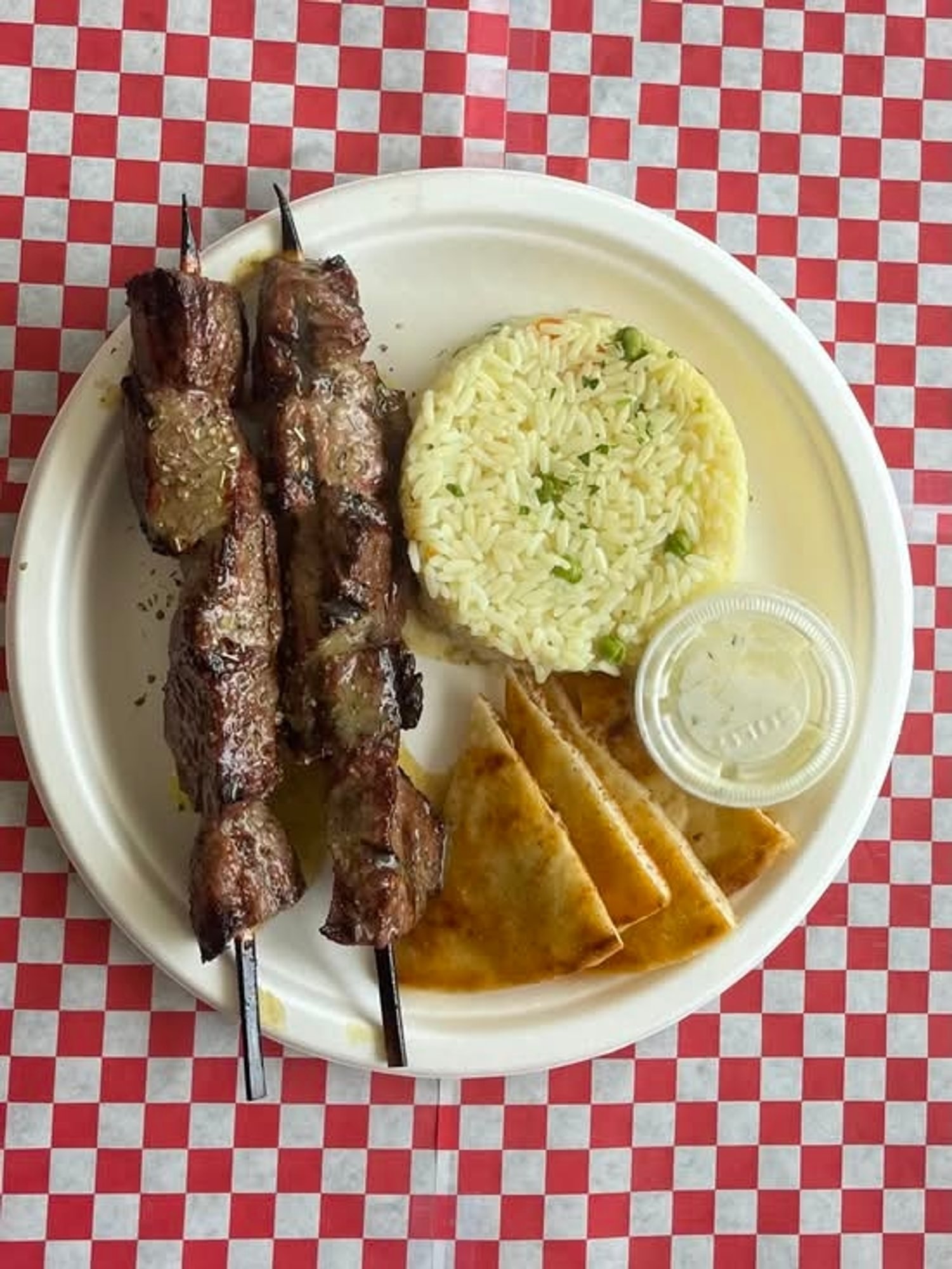 2 Beef Skewers (Souvlaki) Platter