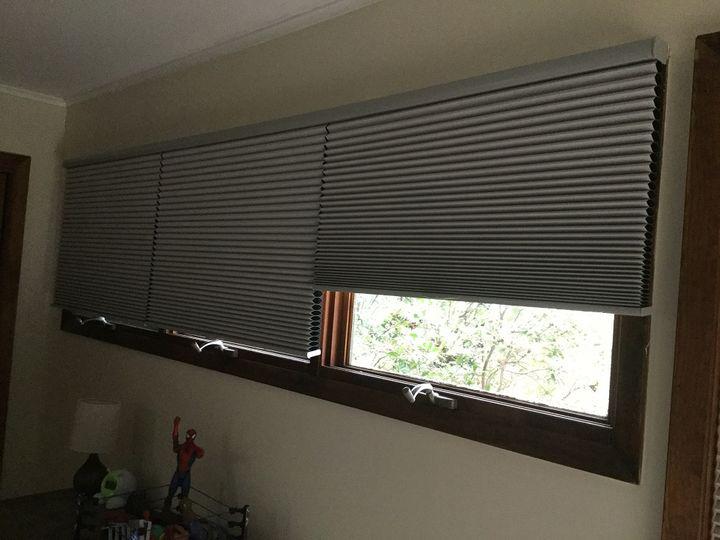 Budget Blinds of Phillipsburg installed Blackout Cellular Shades in this child's bedroom for safety and a peaceful night's rest.  BudgetBlindsPhillipsburg  FreeConsultation  WindowWednesday  CellularShades  BlackoutShades
